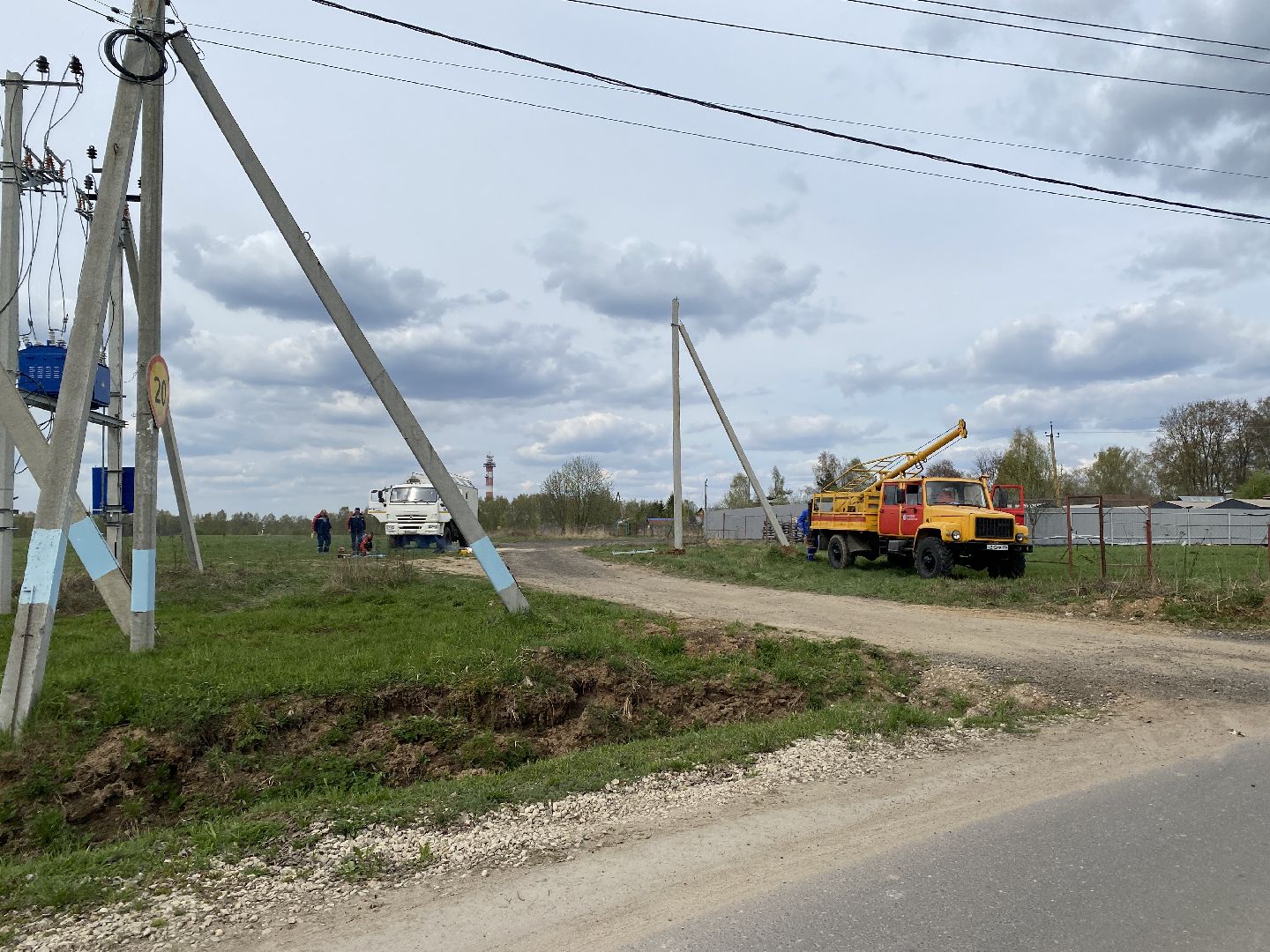 Чехов, линия, электричество, деревня, электроснабжение