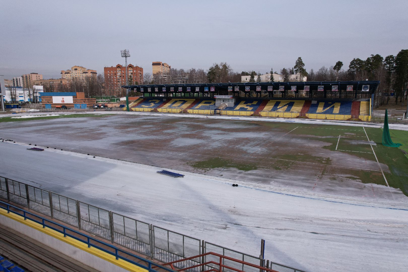 видео с коптера, стадион зоркий, стадион в красногорске,