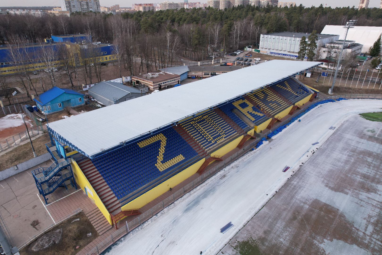 видео с коптера, стадион зоркий, стадион в красногорске,