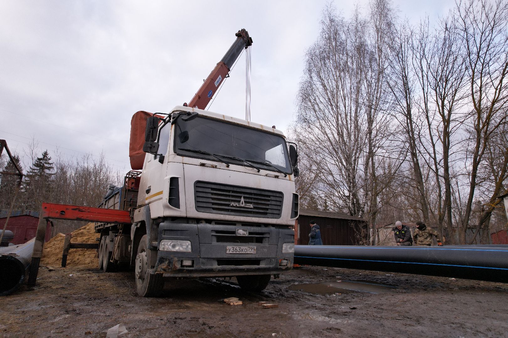 ремонт напорной канализационной сети, видео с коптера, кашира ремонт трубопровода,