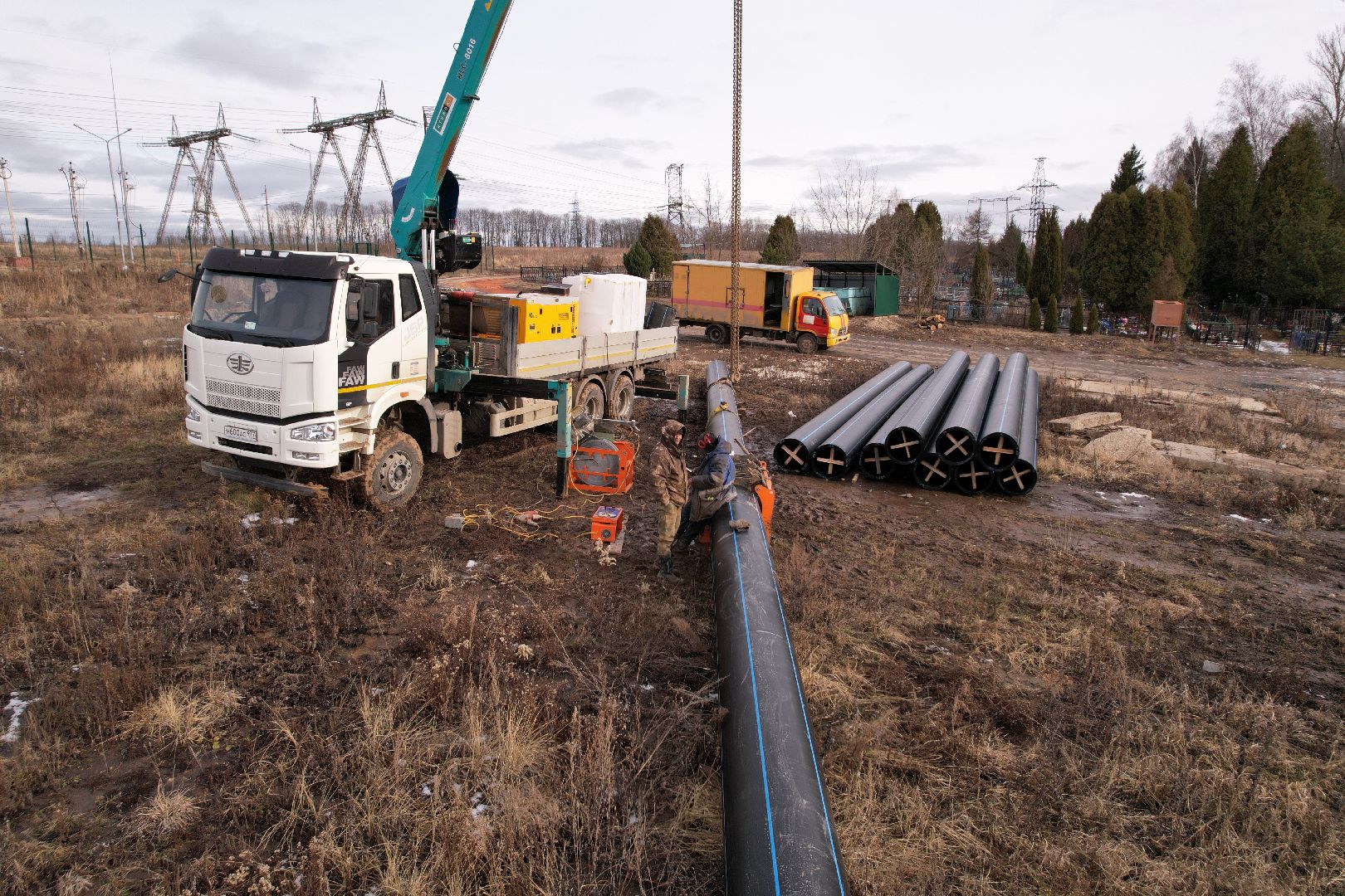 видео с коптера, ремонт канализационной сети в кашире,