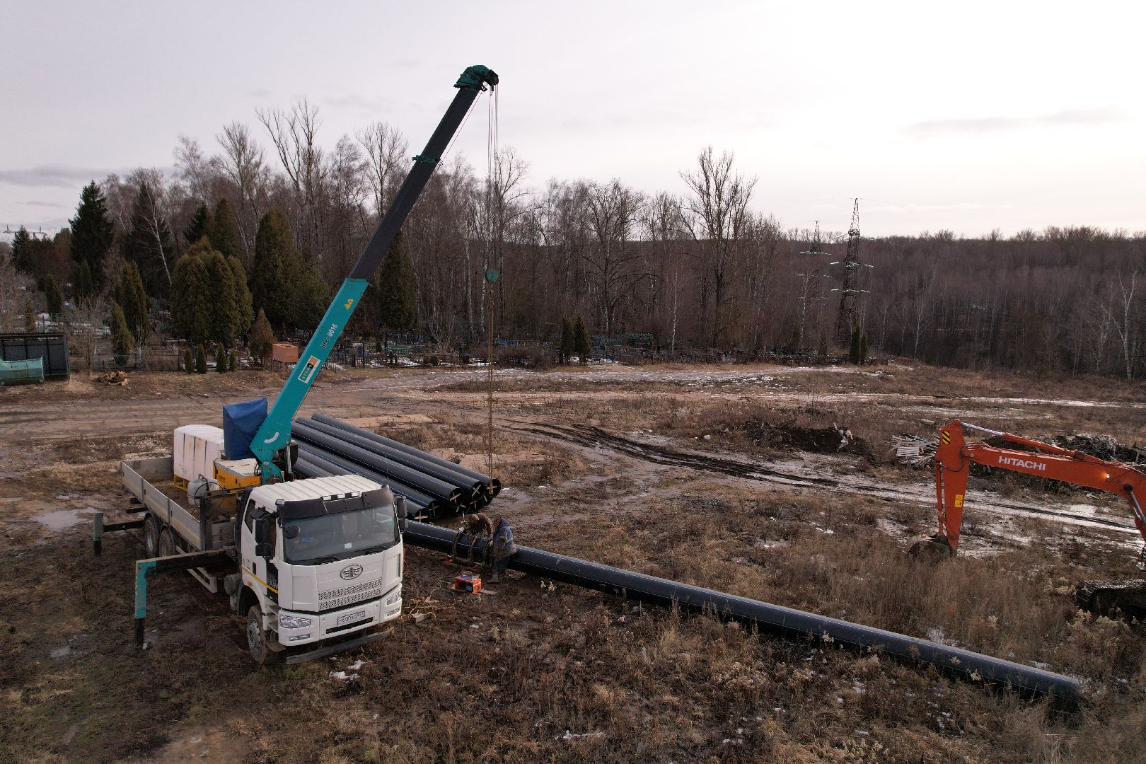 видео с коптера, ремонт канализационной сети в кашире,