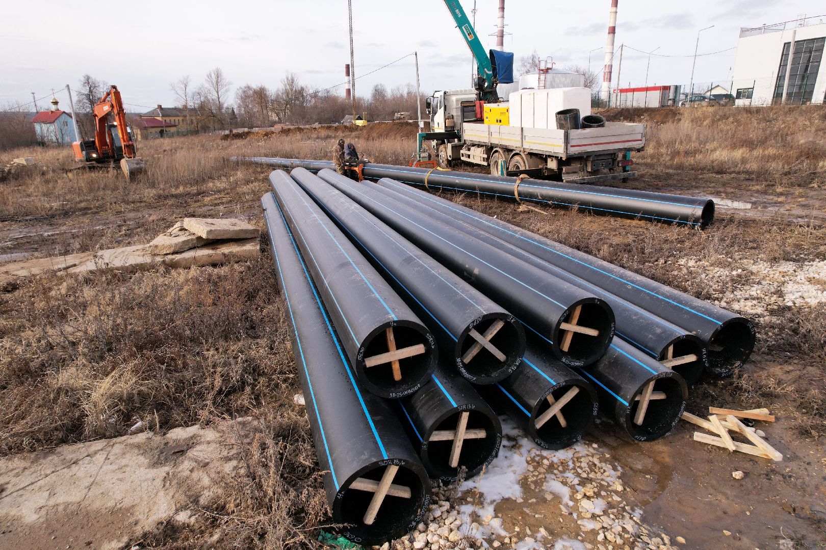 видео с коптера, ремонт канализационной сети в кашире,