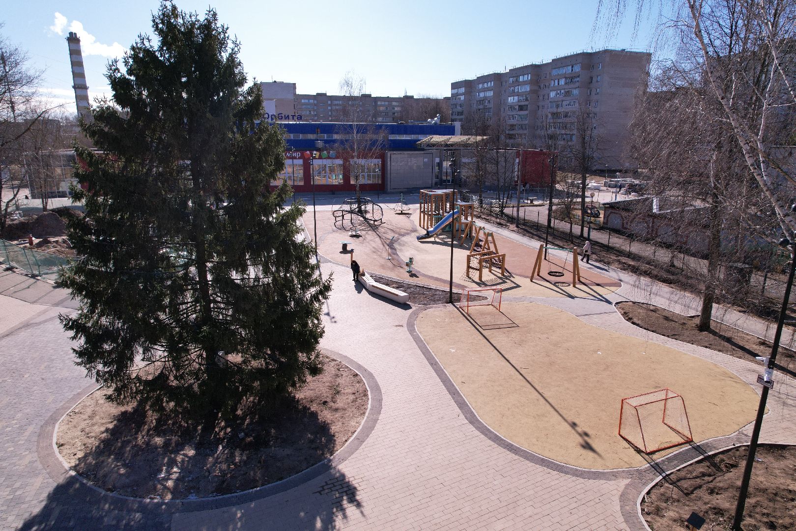 видео с коптера, сквер журавлева, благоустройство сквера в дубне,