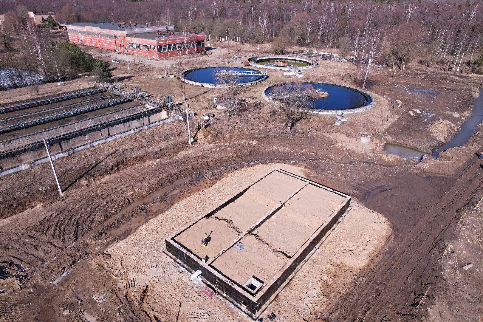 видео с коптера, очистные в дубне,