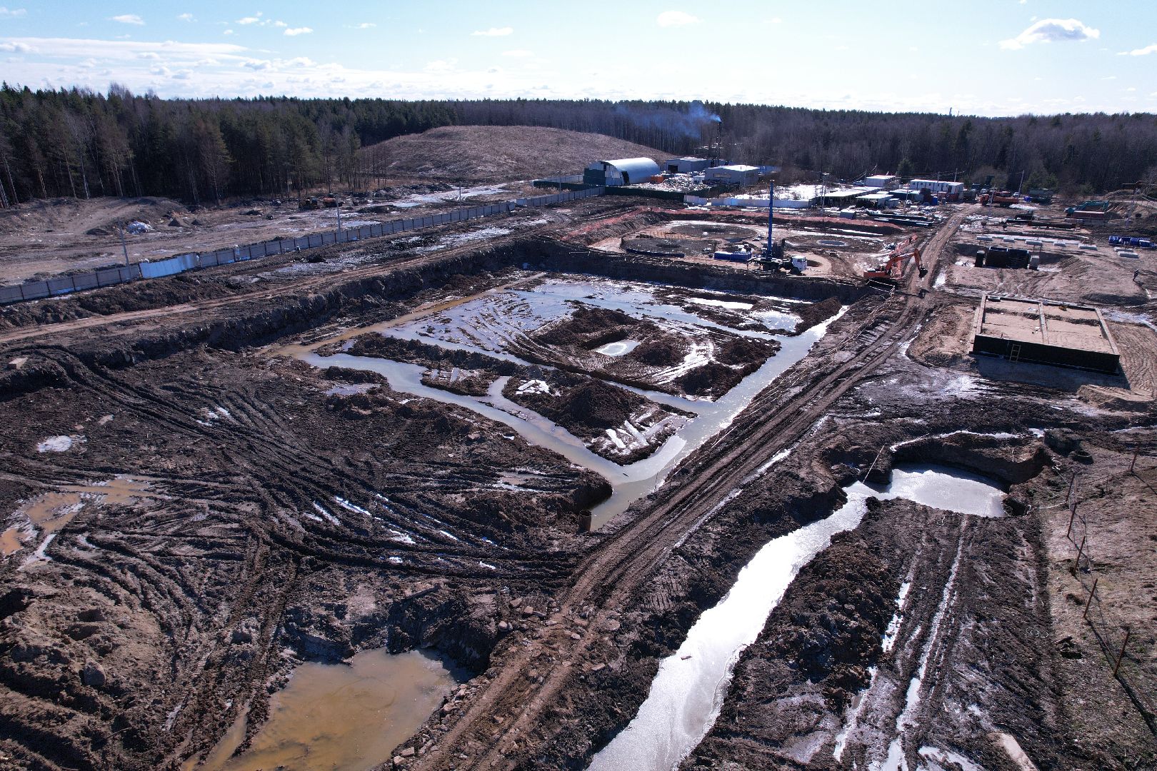 видео с коптера, очистные в дубне,