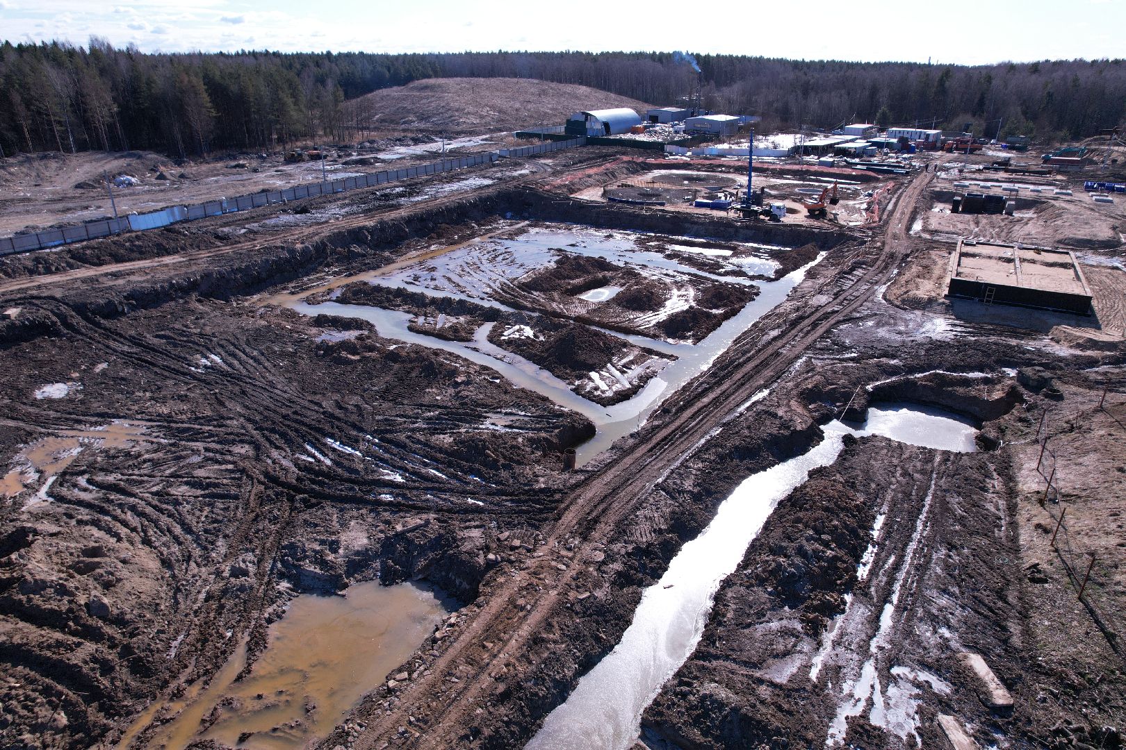 видео с коптера, очистные в дубне,