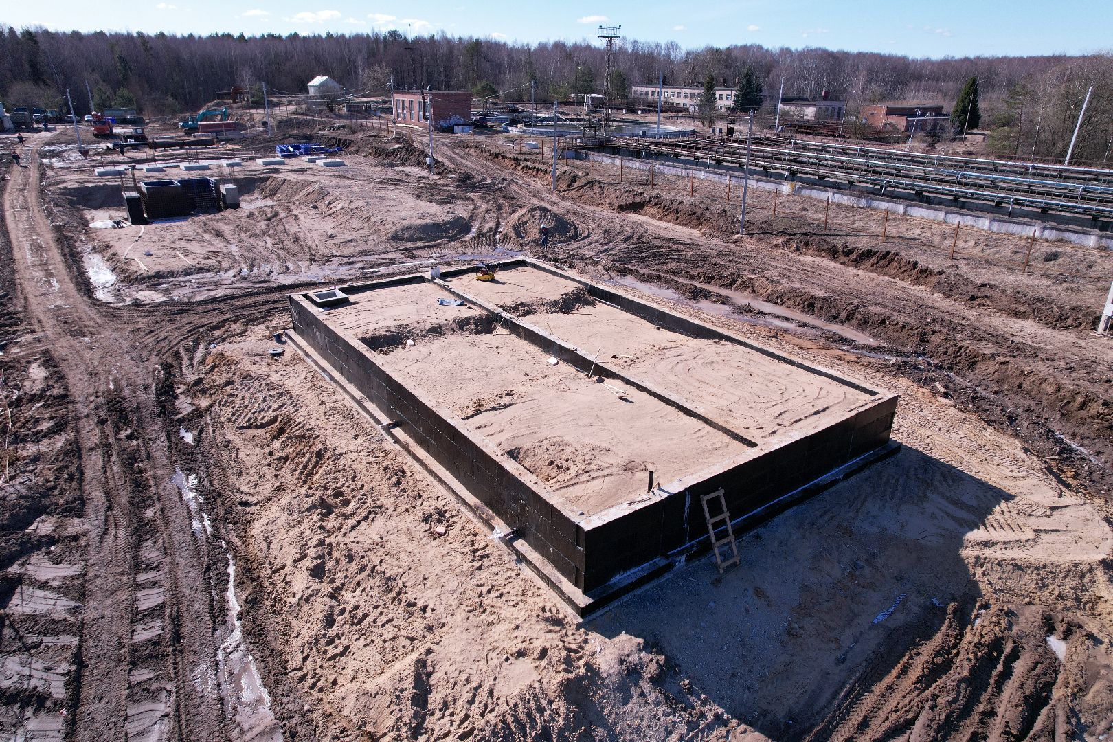 видео с коптера, очистные в дубне,