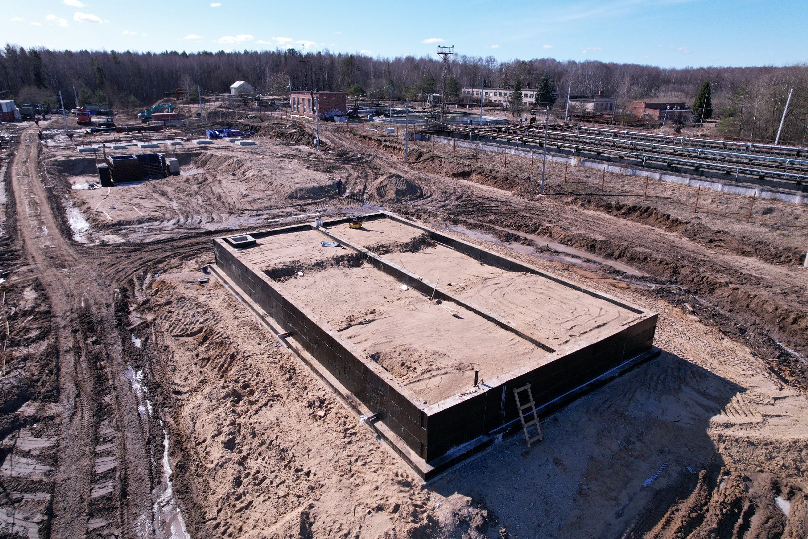 видео с коптера, очистные в дубне,