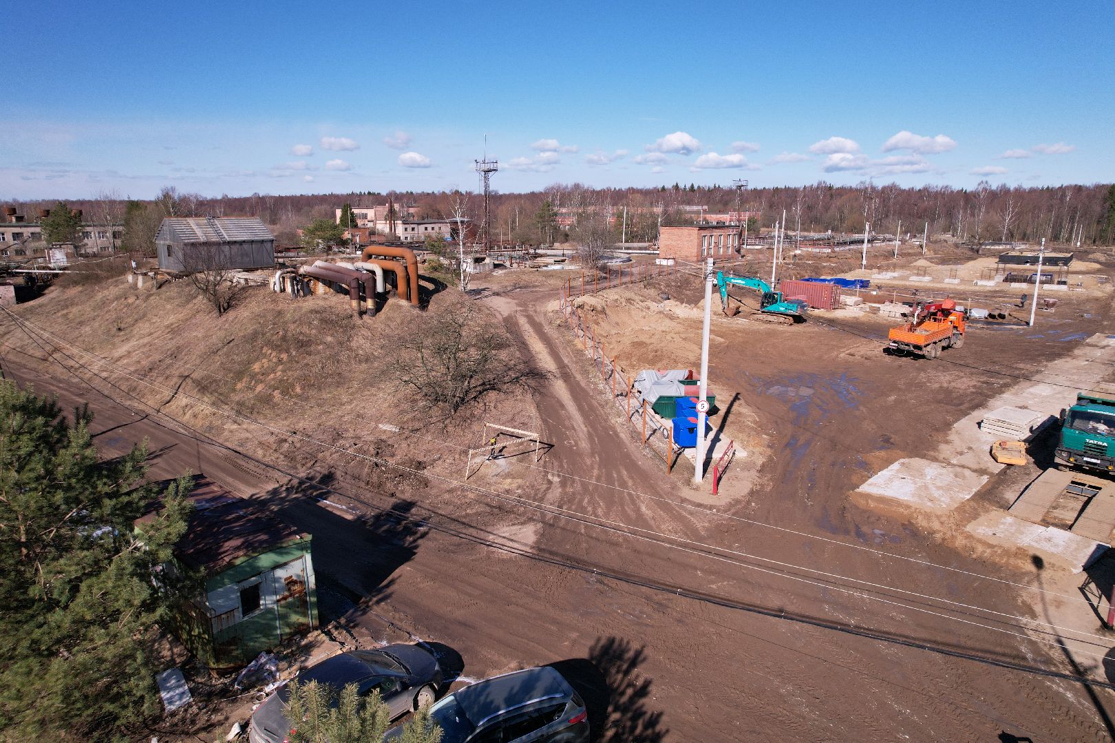 видео с коптера, очистные в дубне,