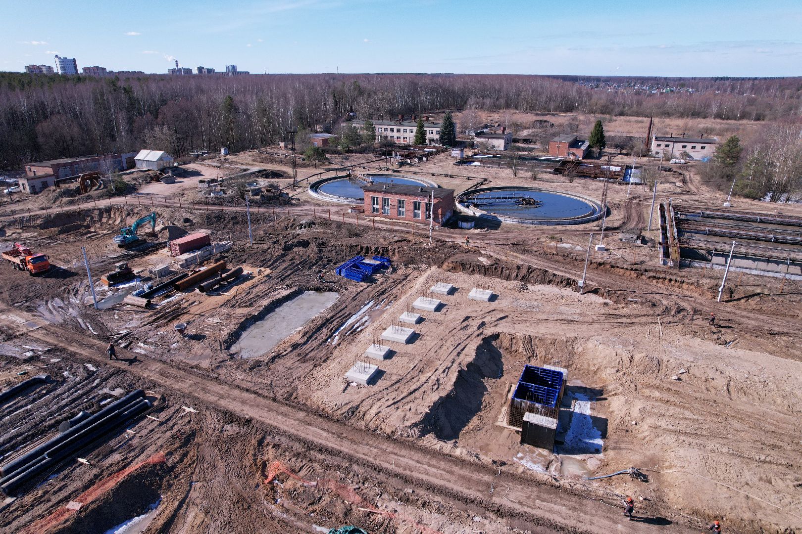 видео с коптера, очистные в дубне,