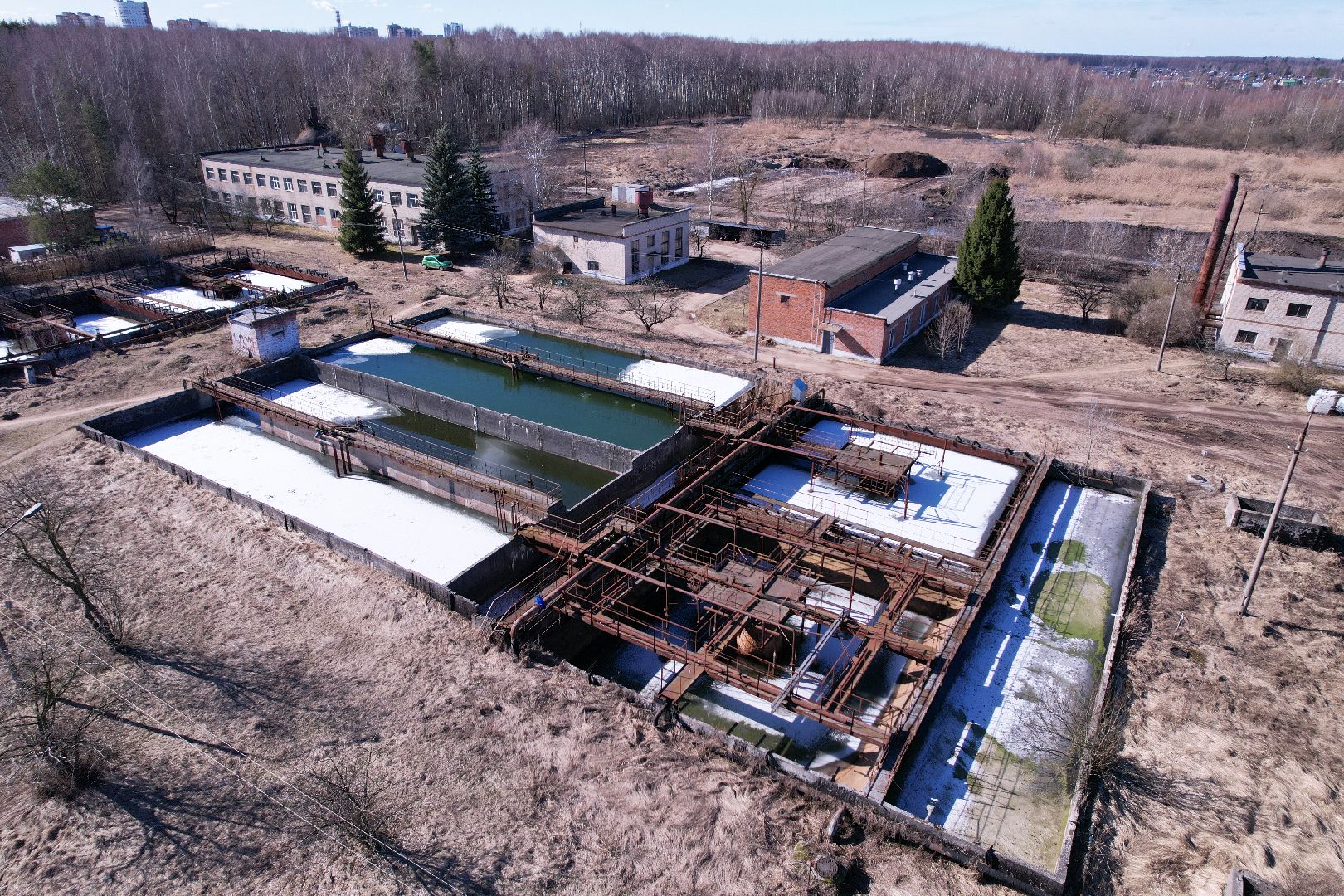 видео с коптера, очистные в дубне,