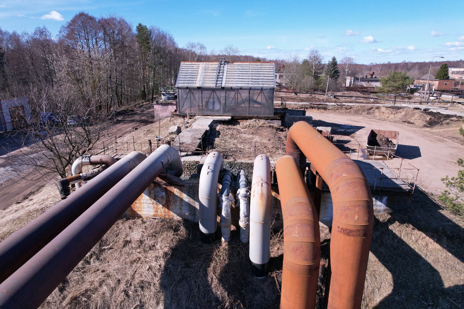 видео с коптера, очистные в дубне,