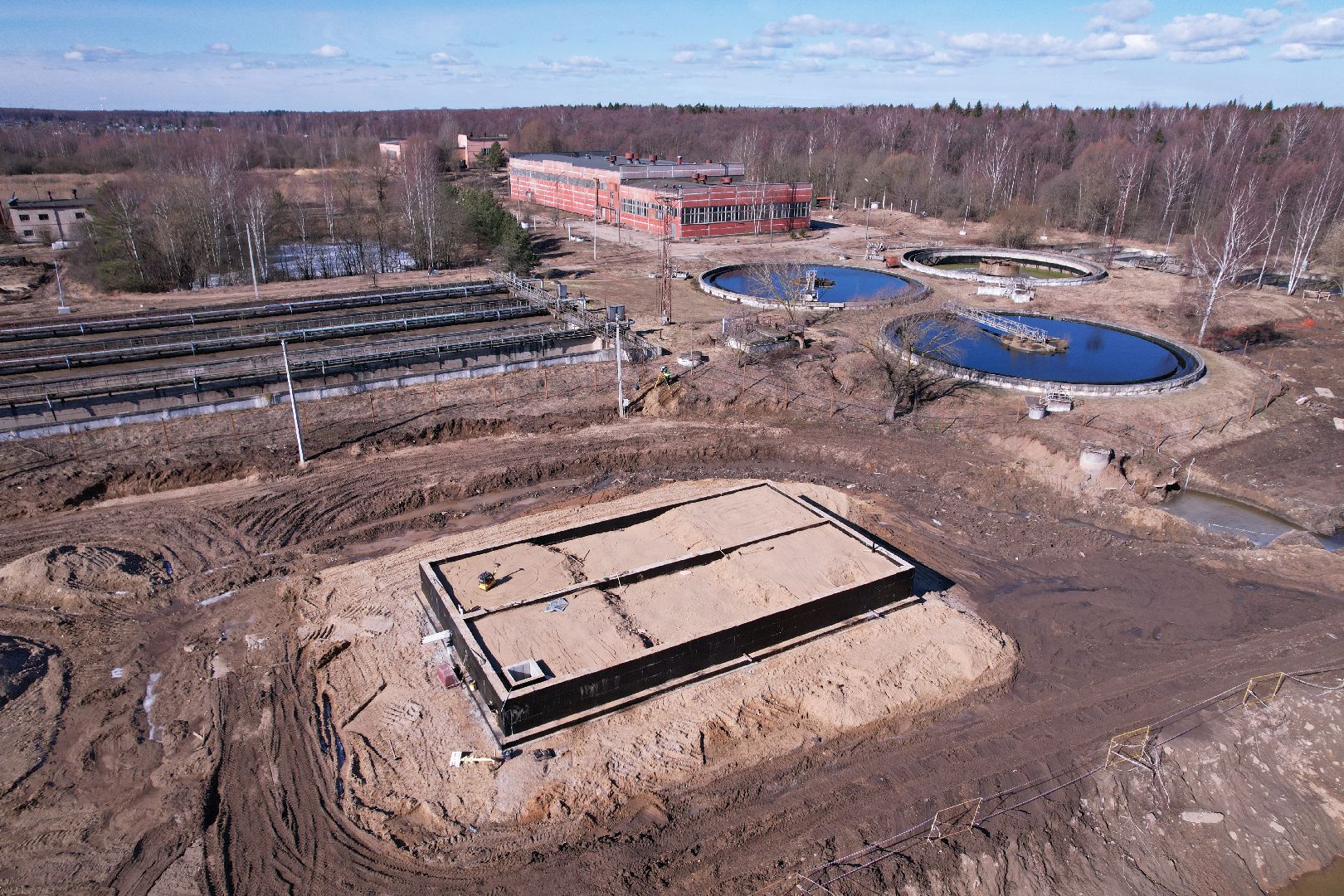 видео с коптера, очистные в дубне,