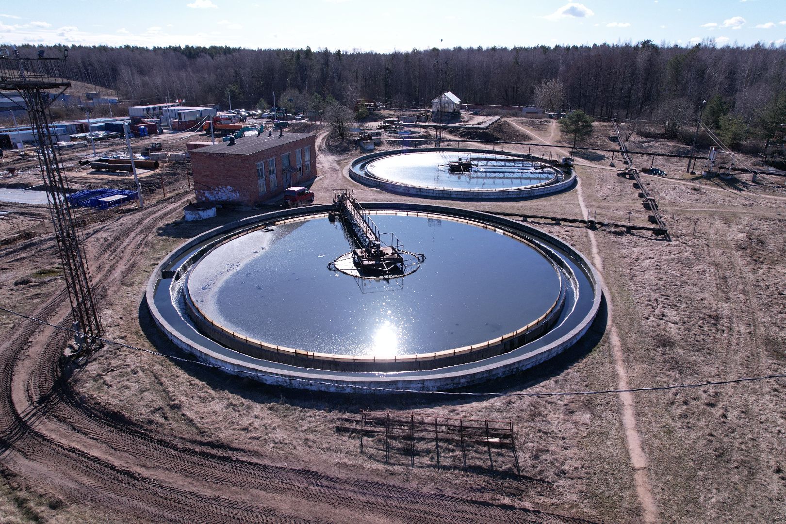 видео с коптера, очистные в дубне,