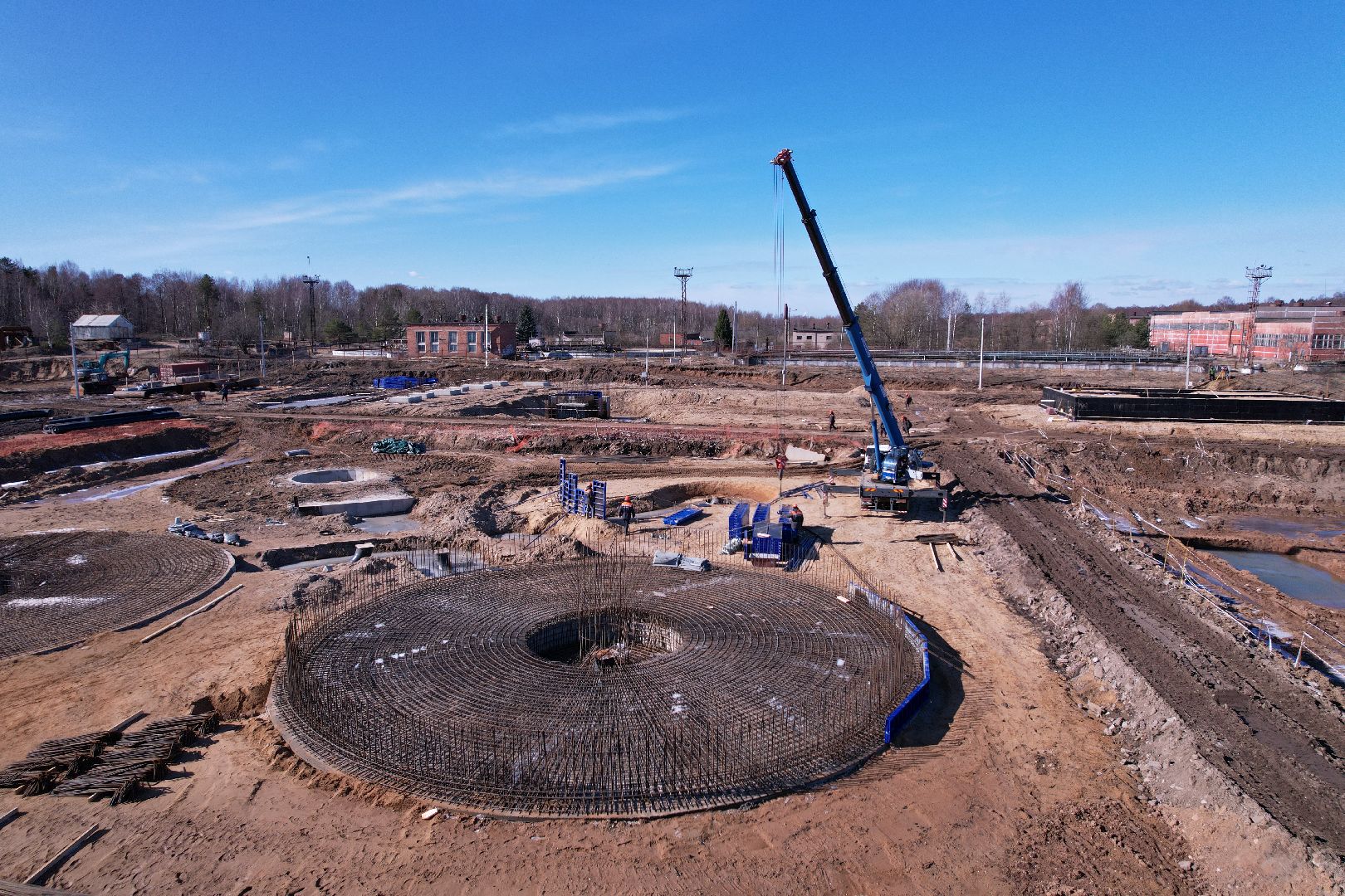 видео с коптера, очистные в дубне,