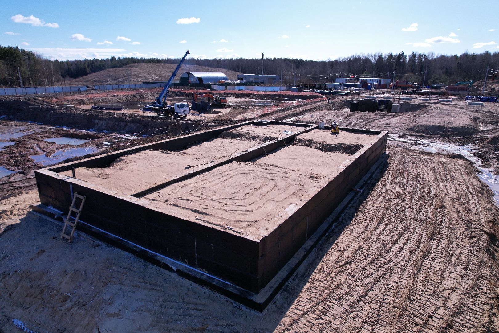 видео с коптера, очистные в дубне,