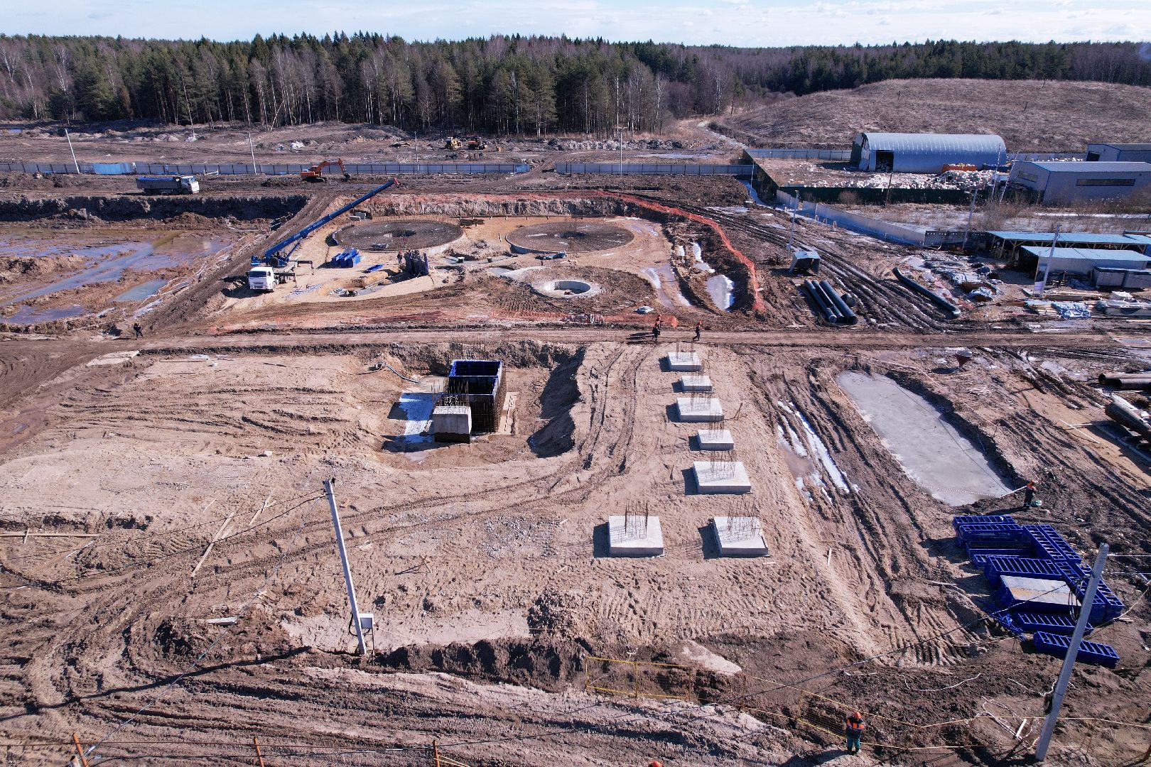 видео с коптера, очистные в дубне,