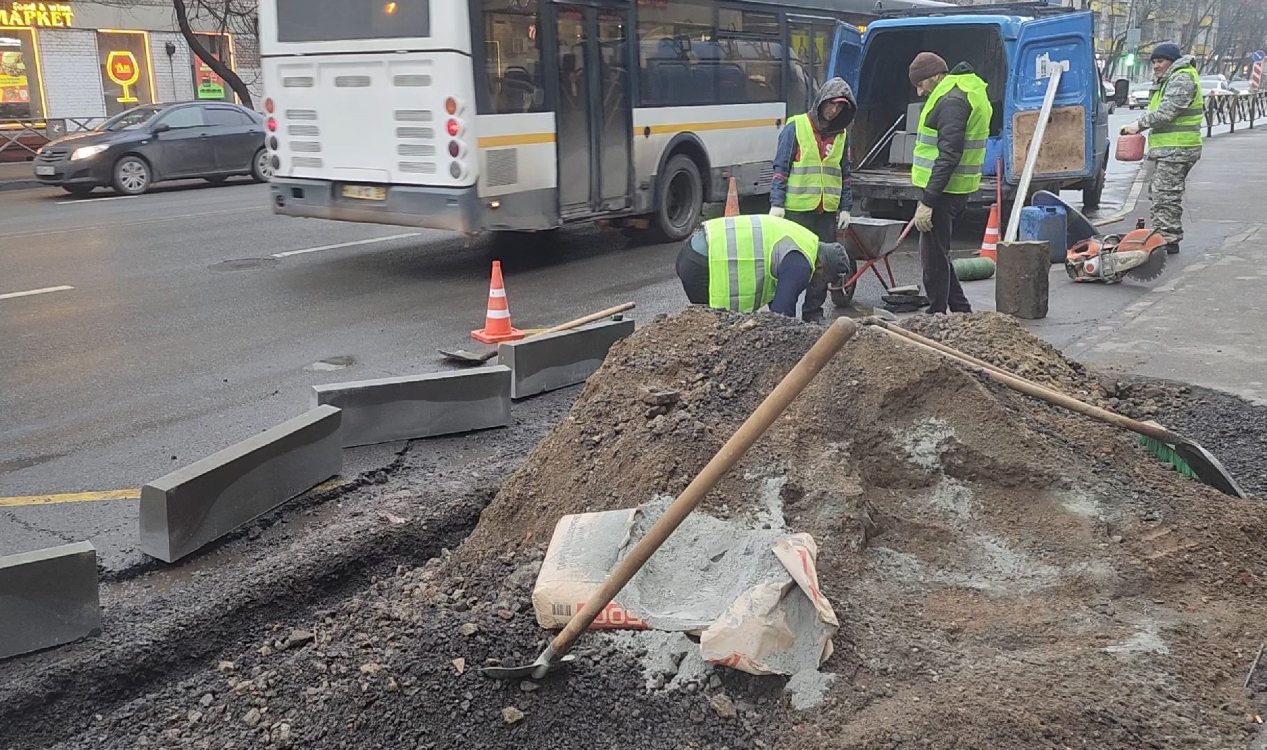 Ремонт, Благоустройство, Асфальт, Бордюр,