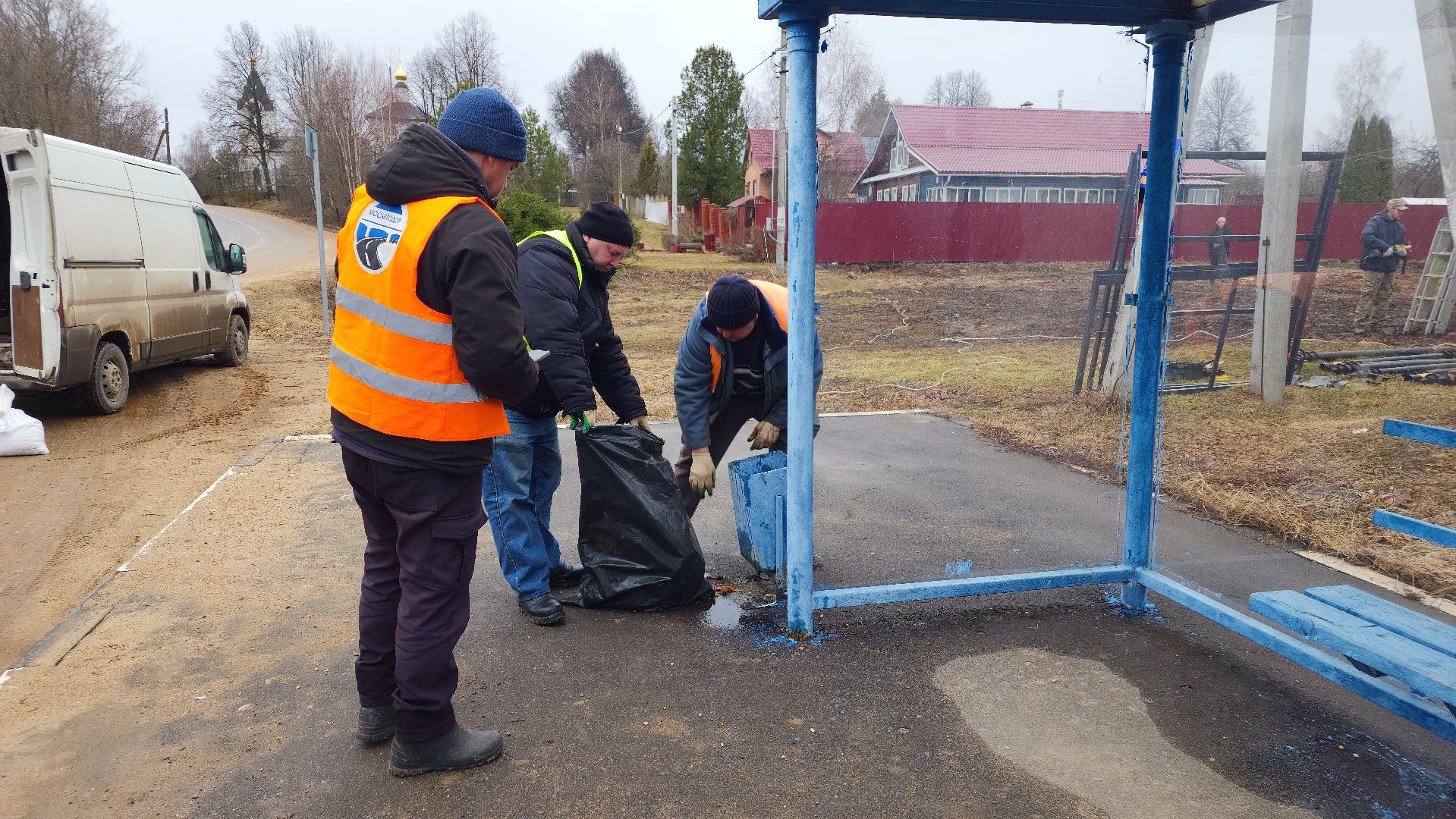 дороги, мосавтодор, уборка остановок, волоколамск, Каменки,