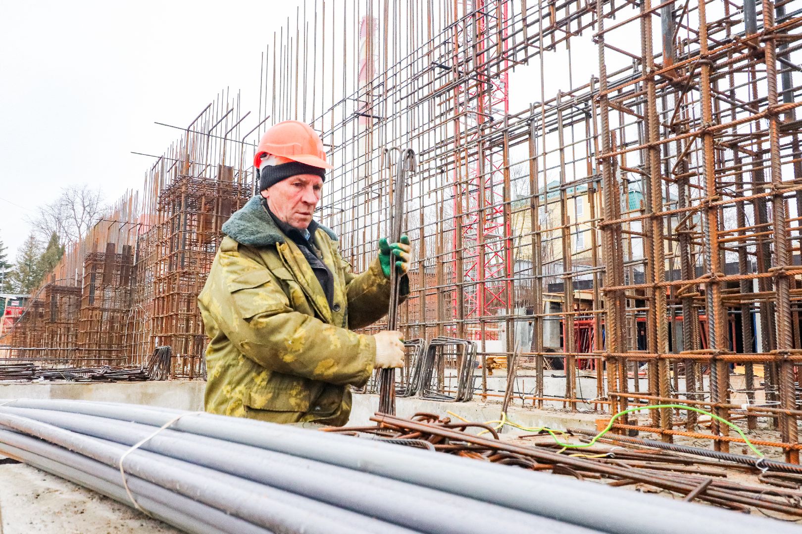 Клин, строительство, спорт, стройка спортшколы, люди, Подмосковье,