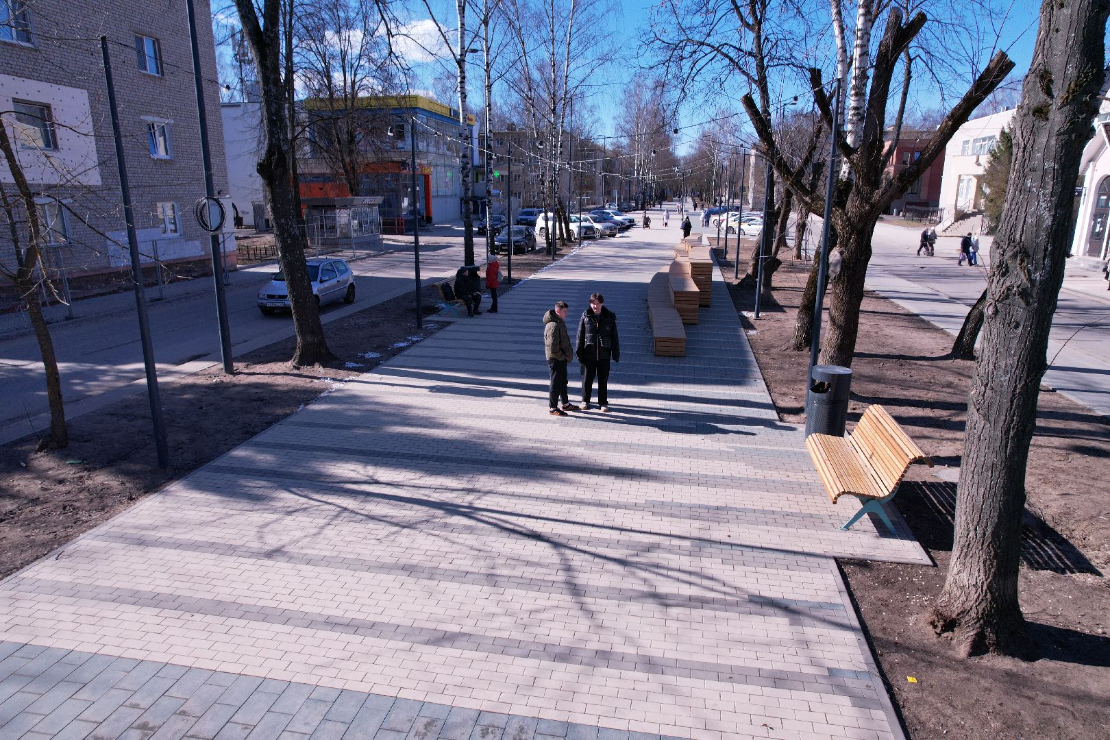 видео с коптера, благоустройство дубны, центральная улица дубны,