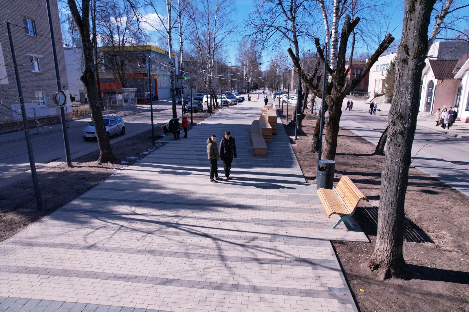 видео с коптера, благоустройство дубны, центральная улица дубны,