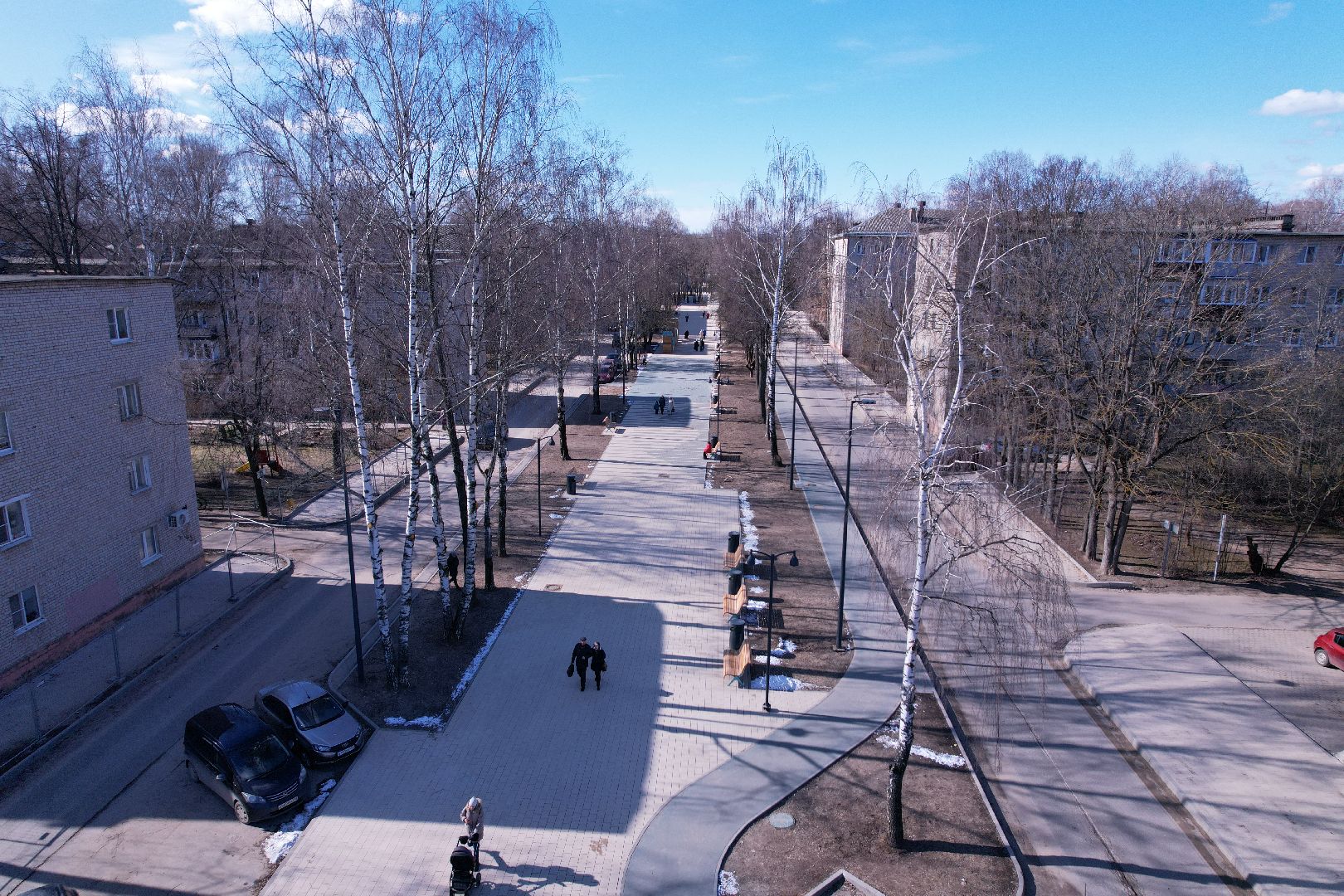 видео с коптера, благоустройство дубны, центральная улица дубны,