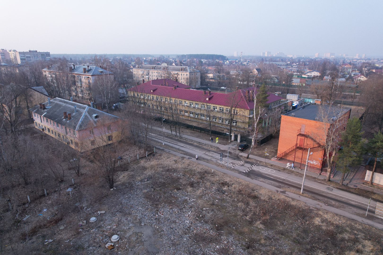 видео с коптера, капремонт школы 24 в Монино, школы в щелково,