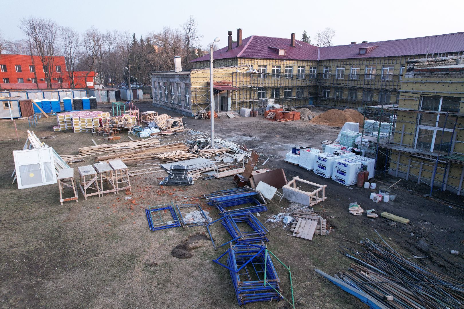 видео с коптера, капремонт школы 24 в Монино, школы в щелково,