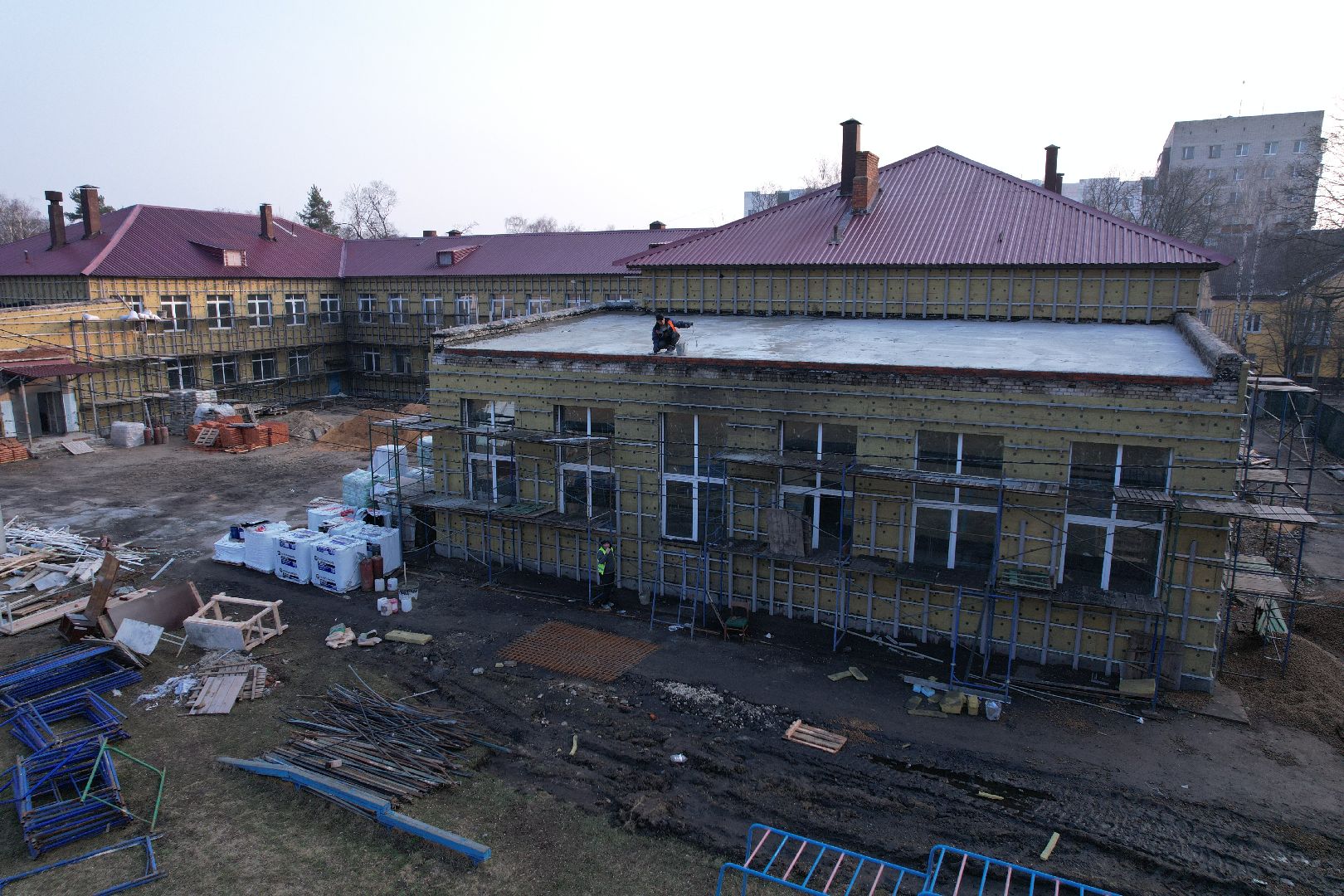 видео с коптера, капремонт школы 24 в Монино, школы в щелково,