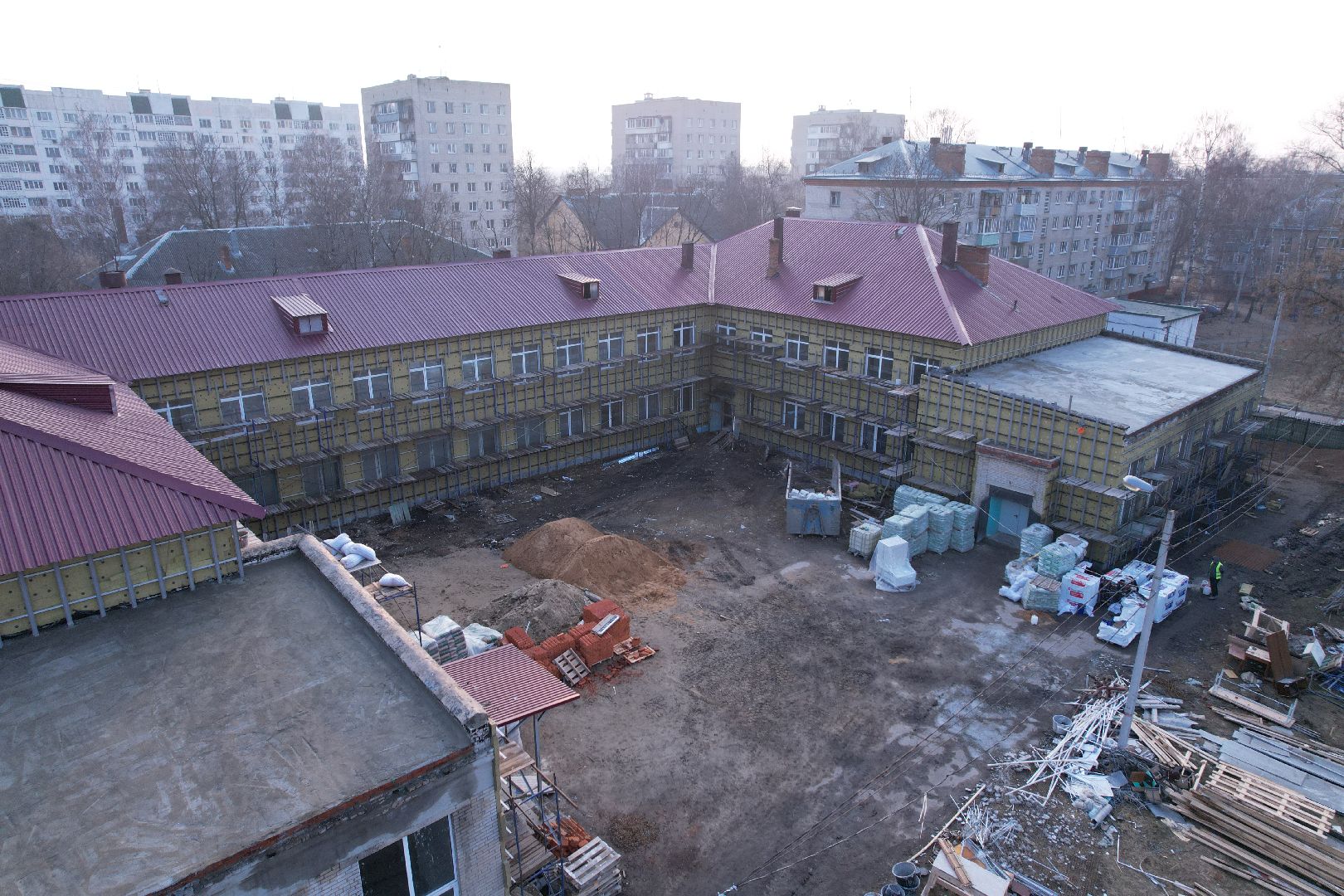 видео с коптера, капремонт школы 24 в Монино, школы в щелково,