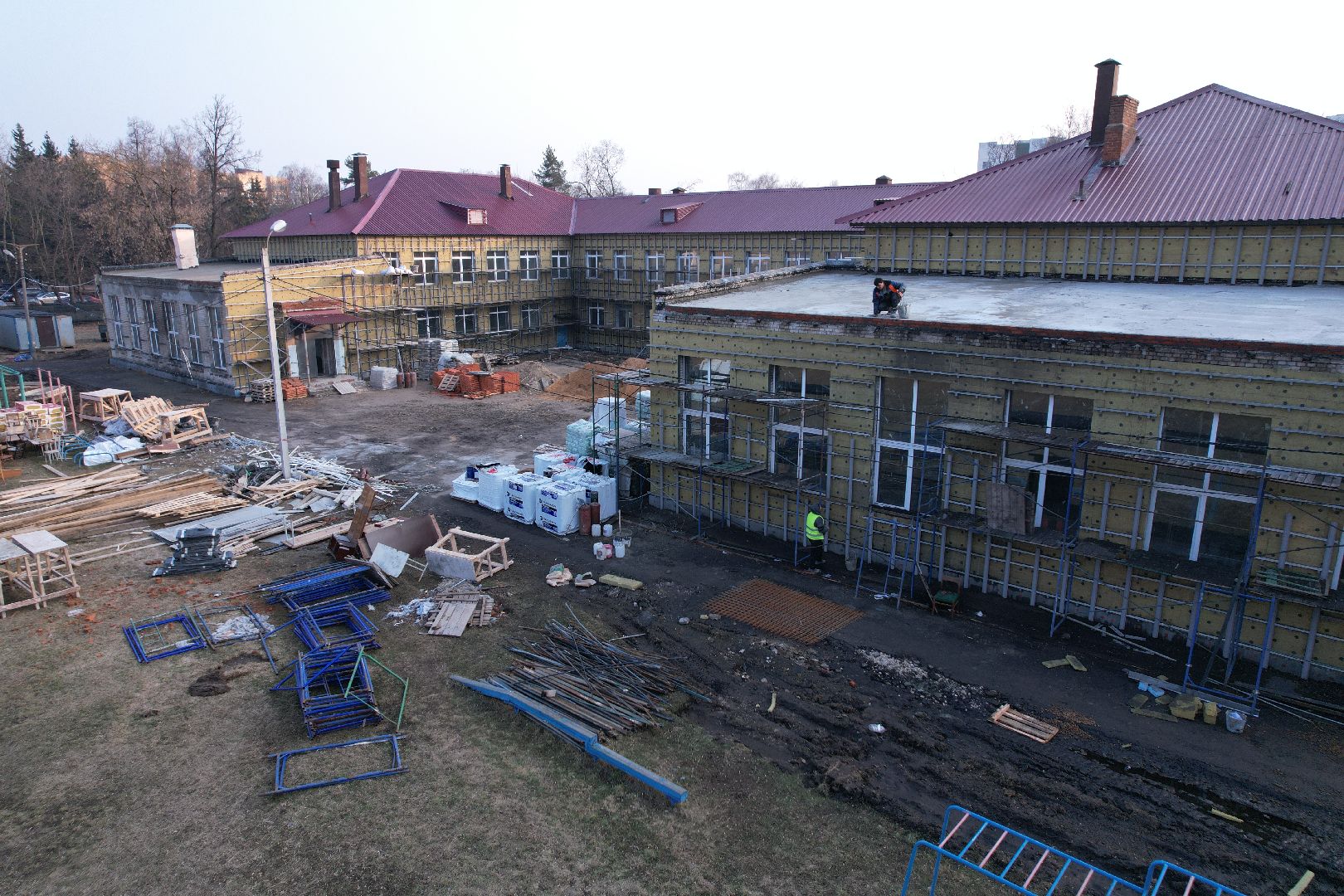 видео с коптера, капремонт школы 24 в Монино, школы в щелково,