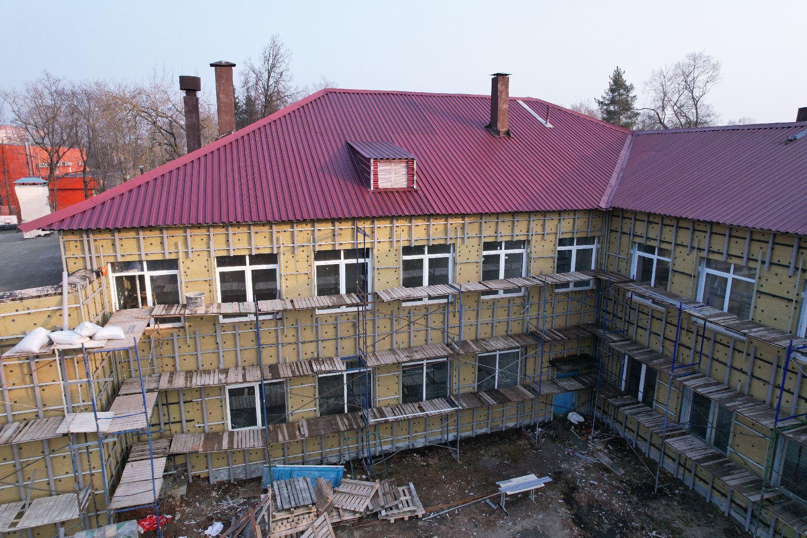 видео с коптера, капремонт школы 24 в Монино, школы в щелково,