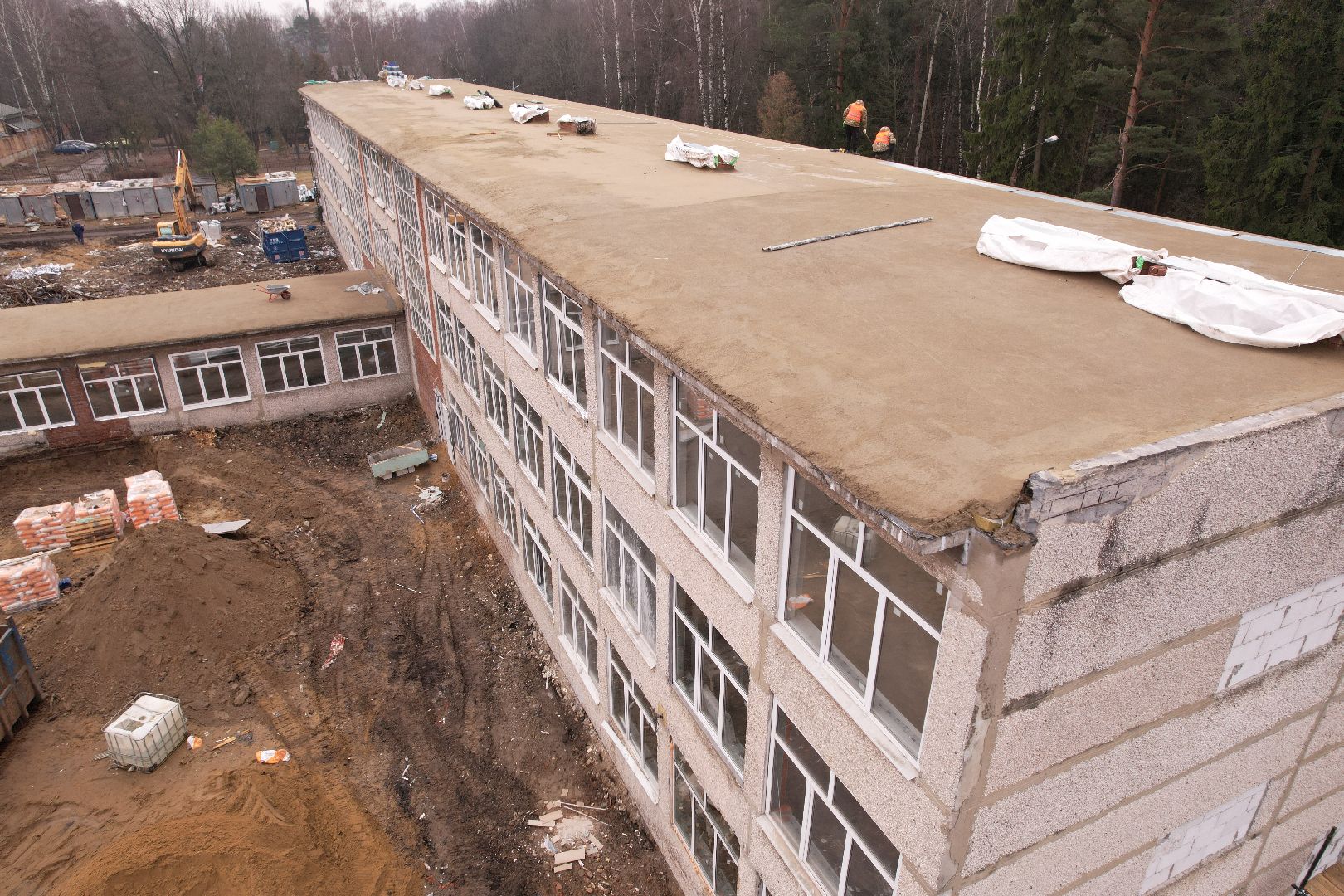 видео с коптера, школа 21 в щелково, капремонт школы в серково,
