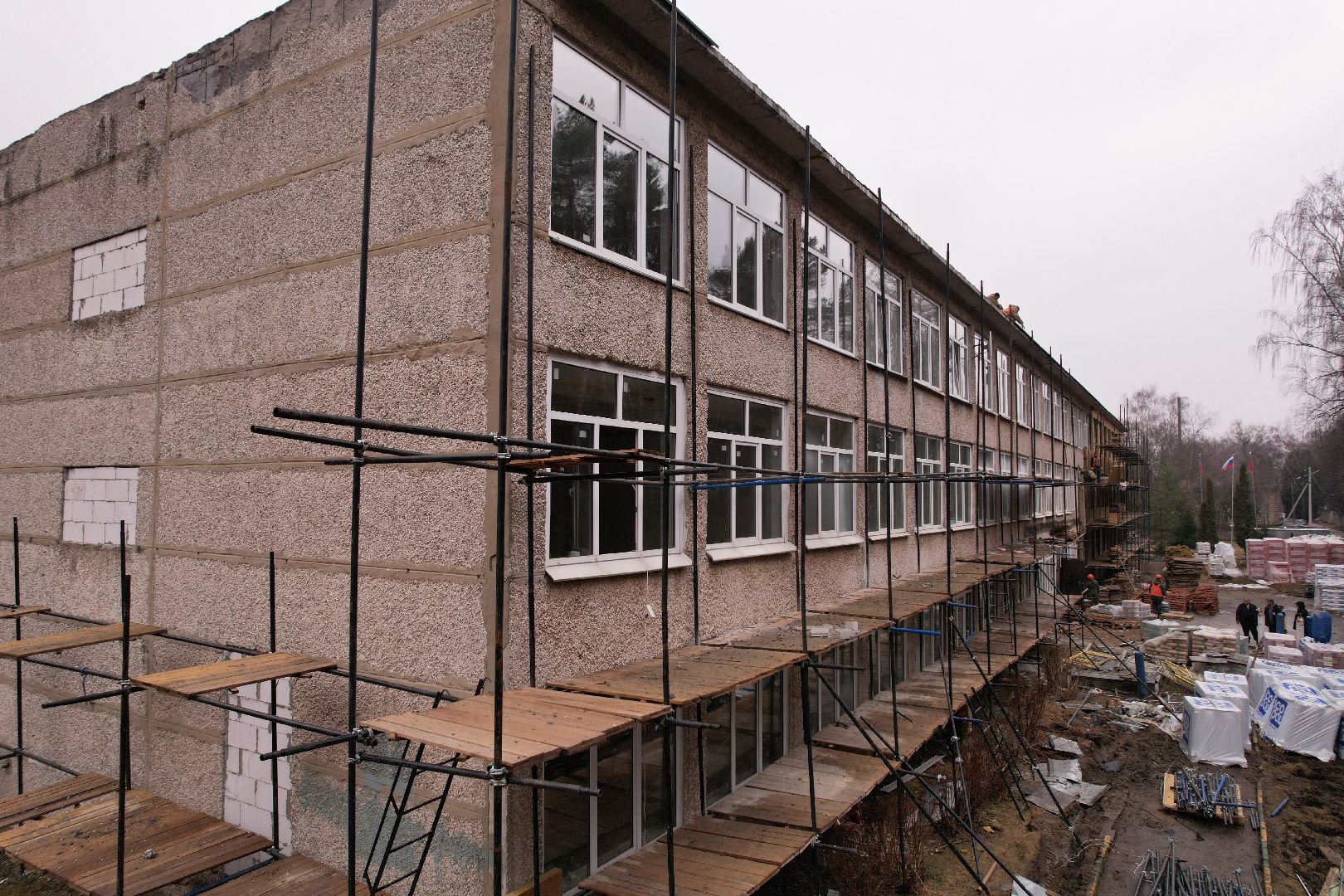 видео с коптера, школа 21 в щелково, капремонт школы в серково,