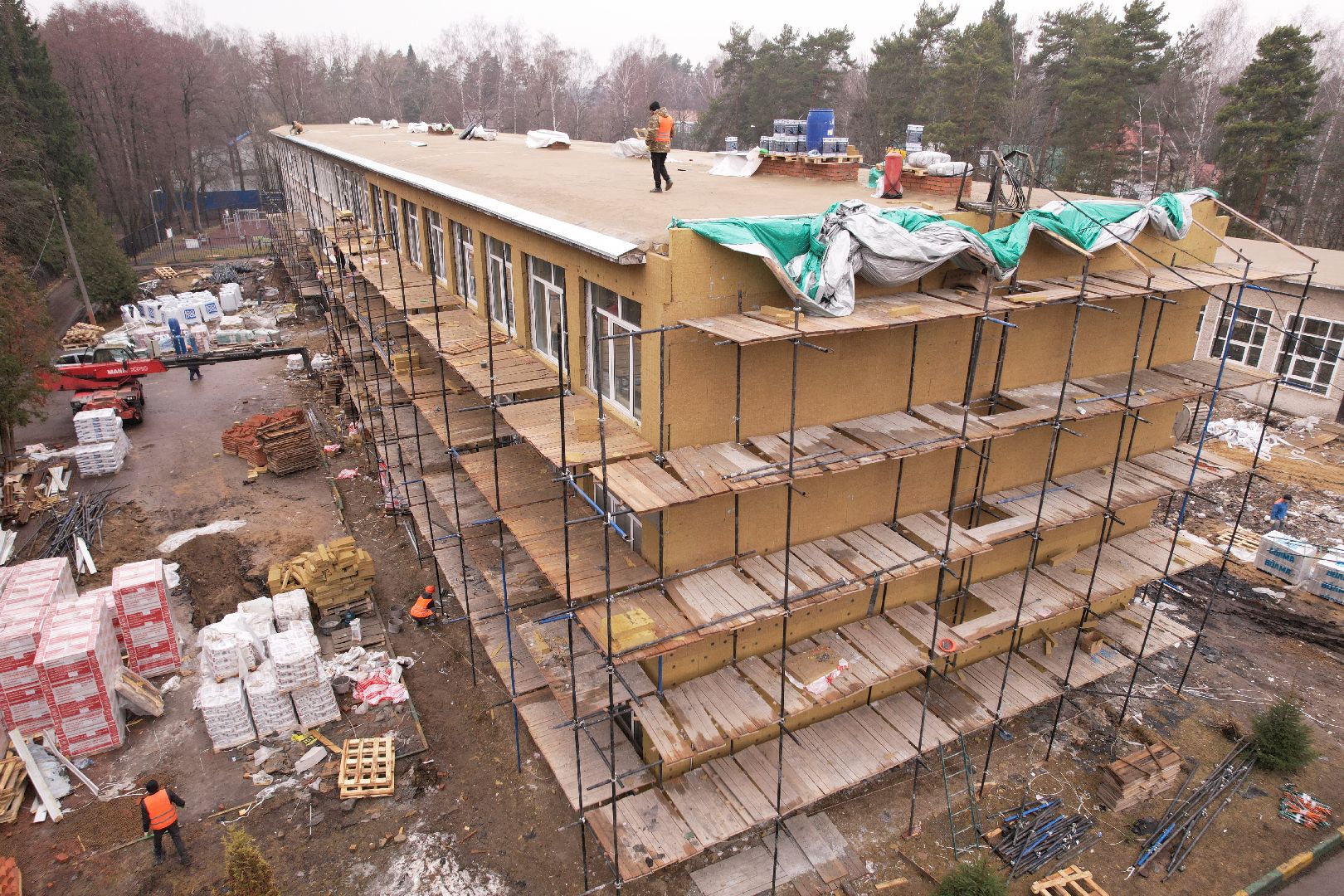 видео с коптера, школа 21 в щелково, капремонт школы в серково,
