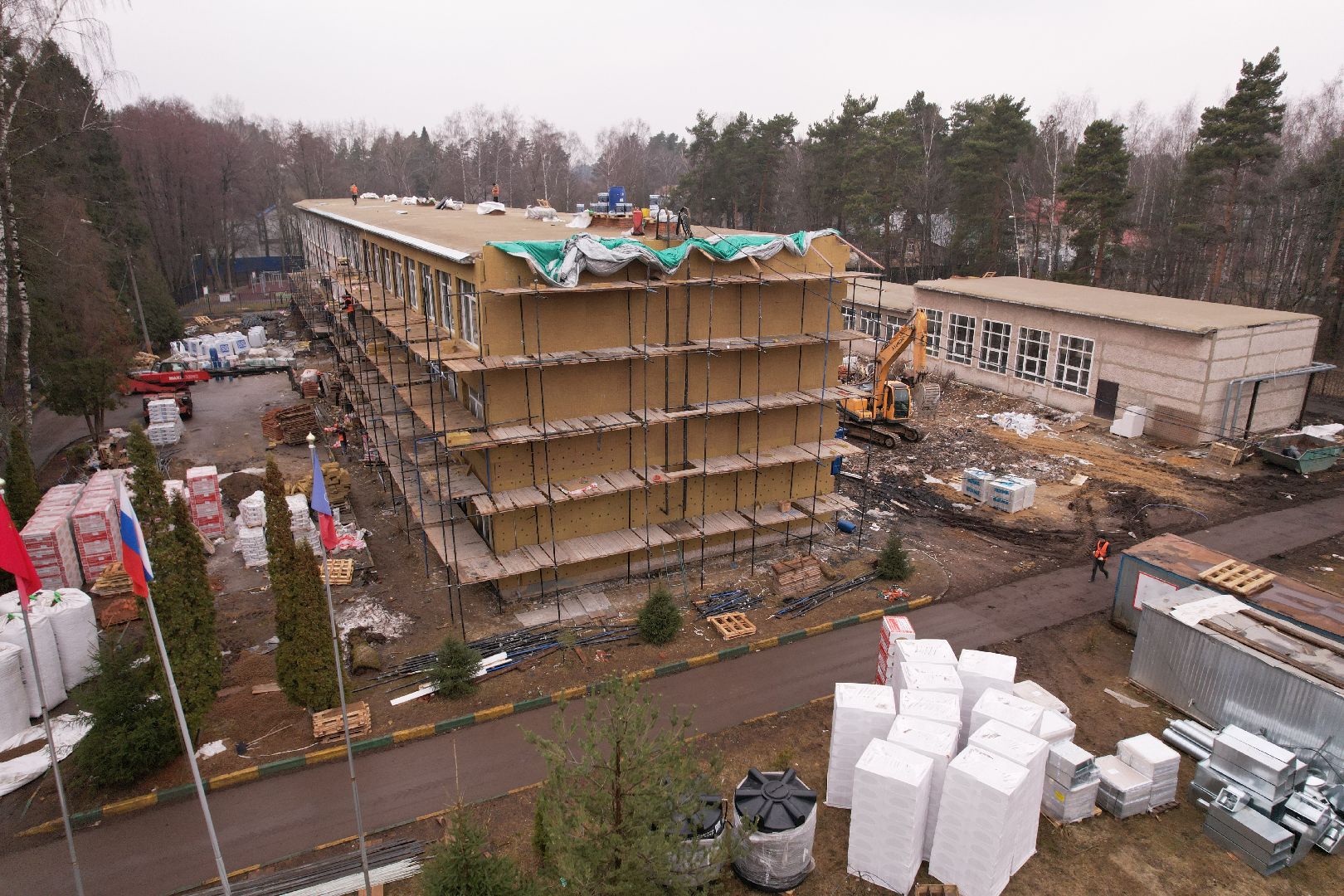 видео с коптера, школа 21 в щелково, капремонт школы в серково,