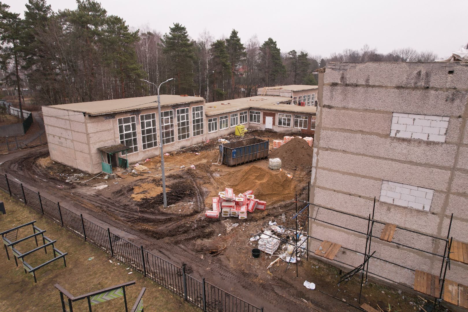 видео с коптера, школа 21 в щелково, капремонт школы в серково,