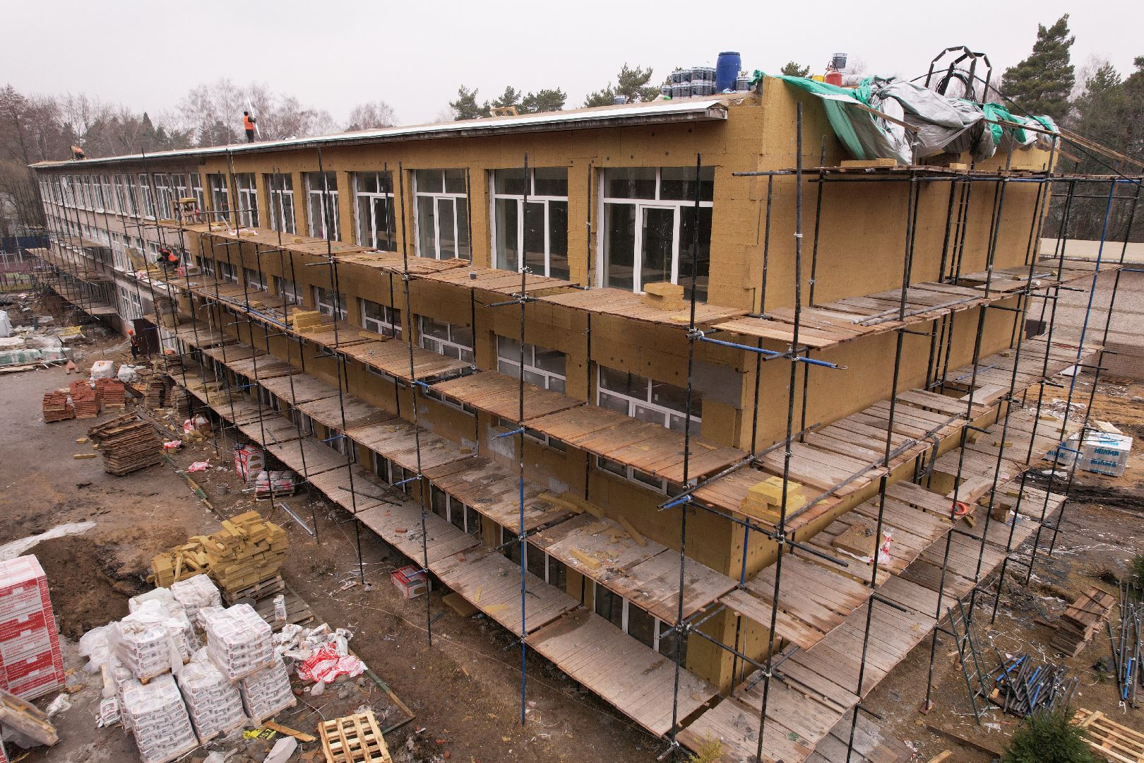 видео с коптера, школа 21 в щелково, капремонт школы в серково,