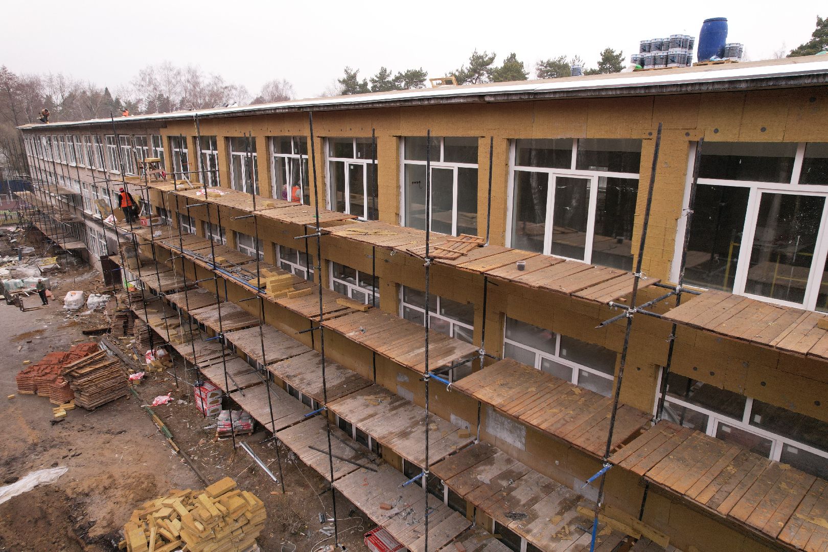 видео с коптера, школа 21 в щелково, капремонт школы в серково,