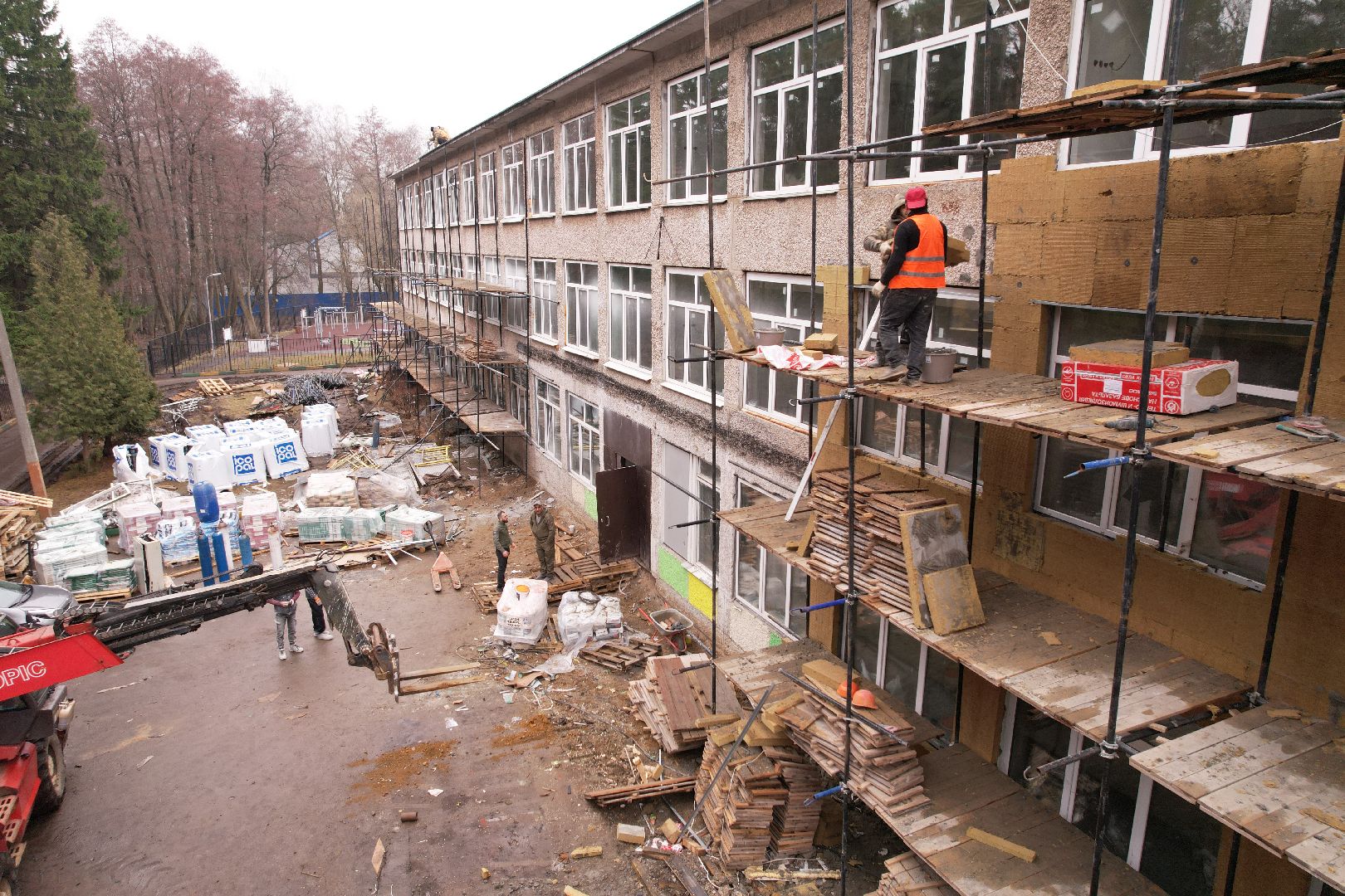 видео с коптера, школа 21 в щелково, капремонт школы в серково,