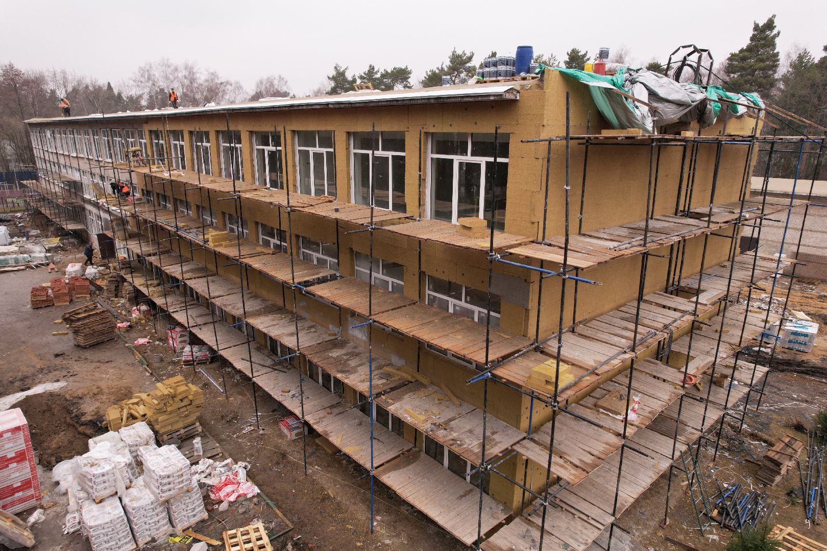 видео с коптера, школа 21 в щелково, капремонт школы в серково,