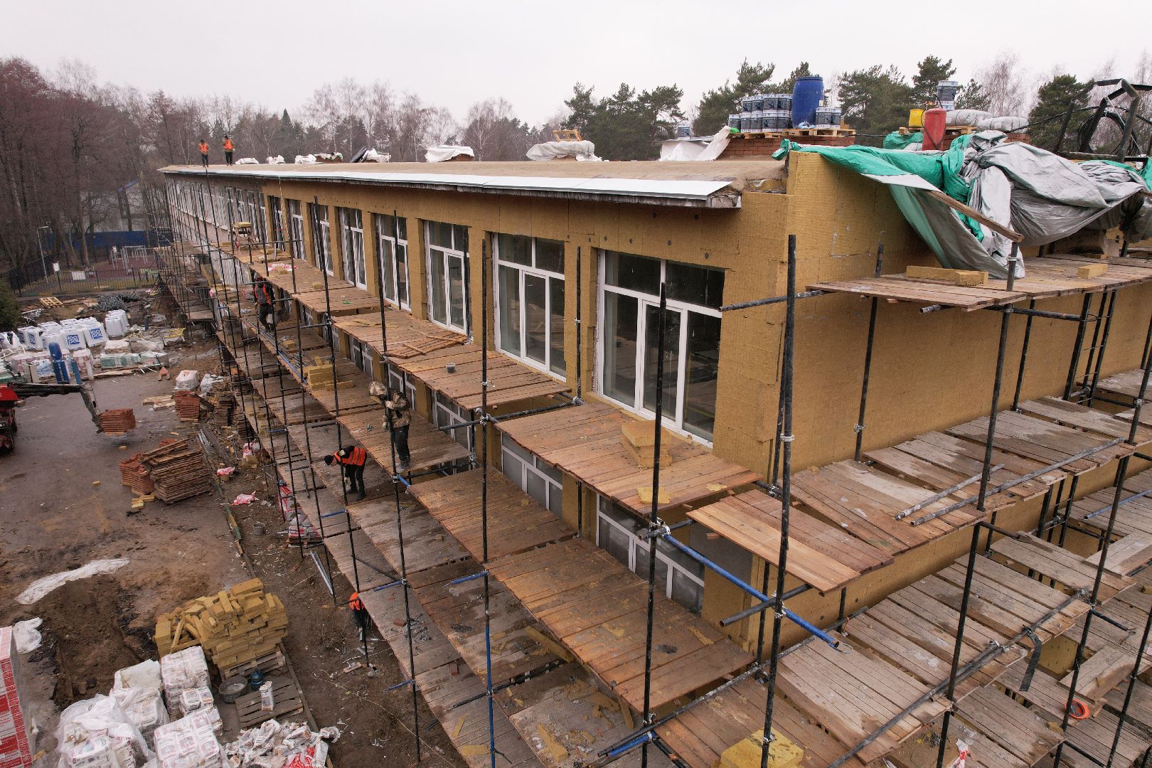 видео с коптера, школа 21 в щелково, капремонт школы в серково,