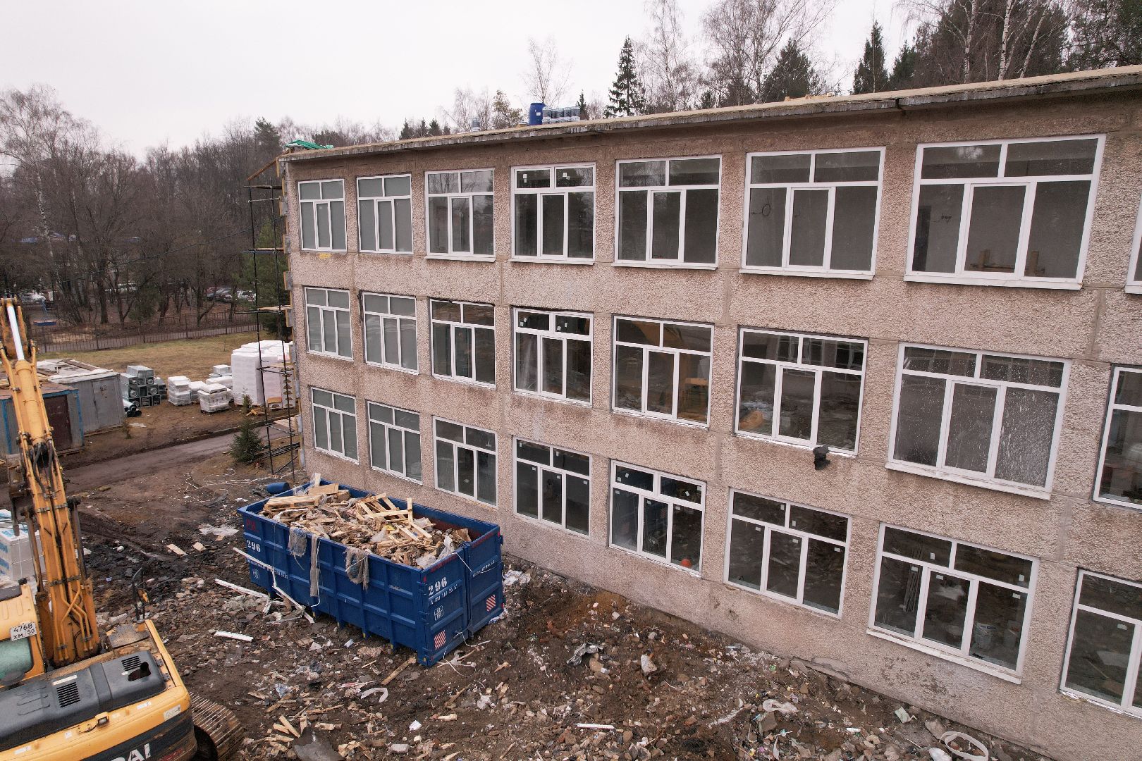 видео с коптера, школа 21 в щелково, капремонт школы в серково,