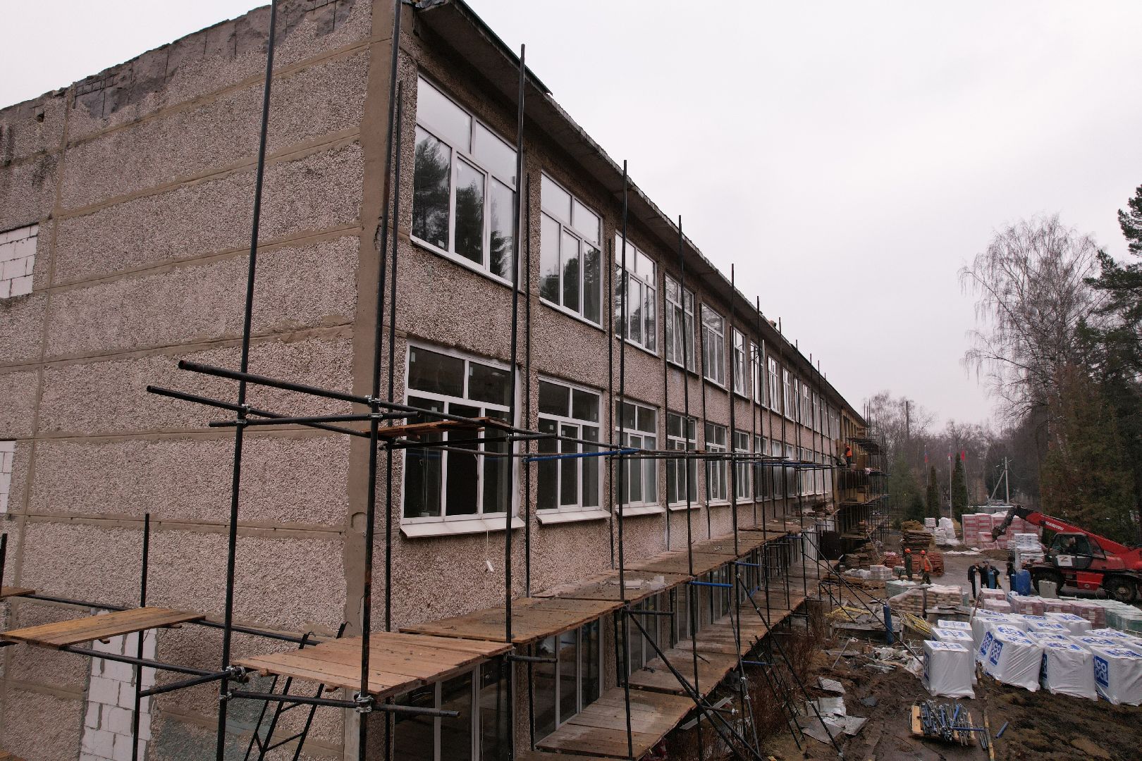 видео с коптера, школа 21 в щелково, капремонт школы в серково,