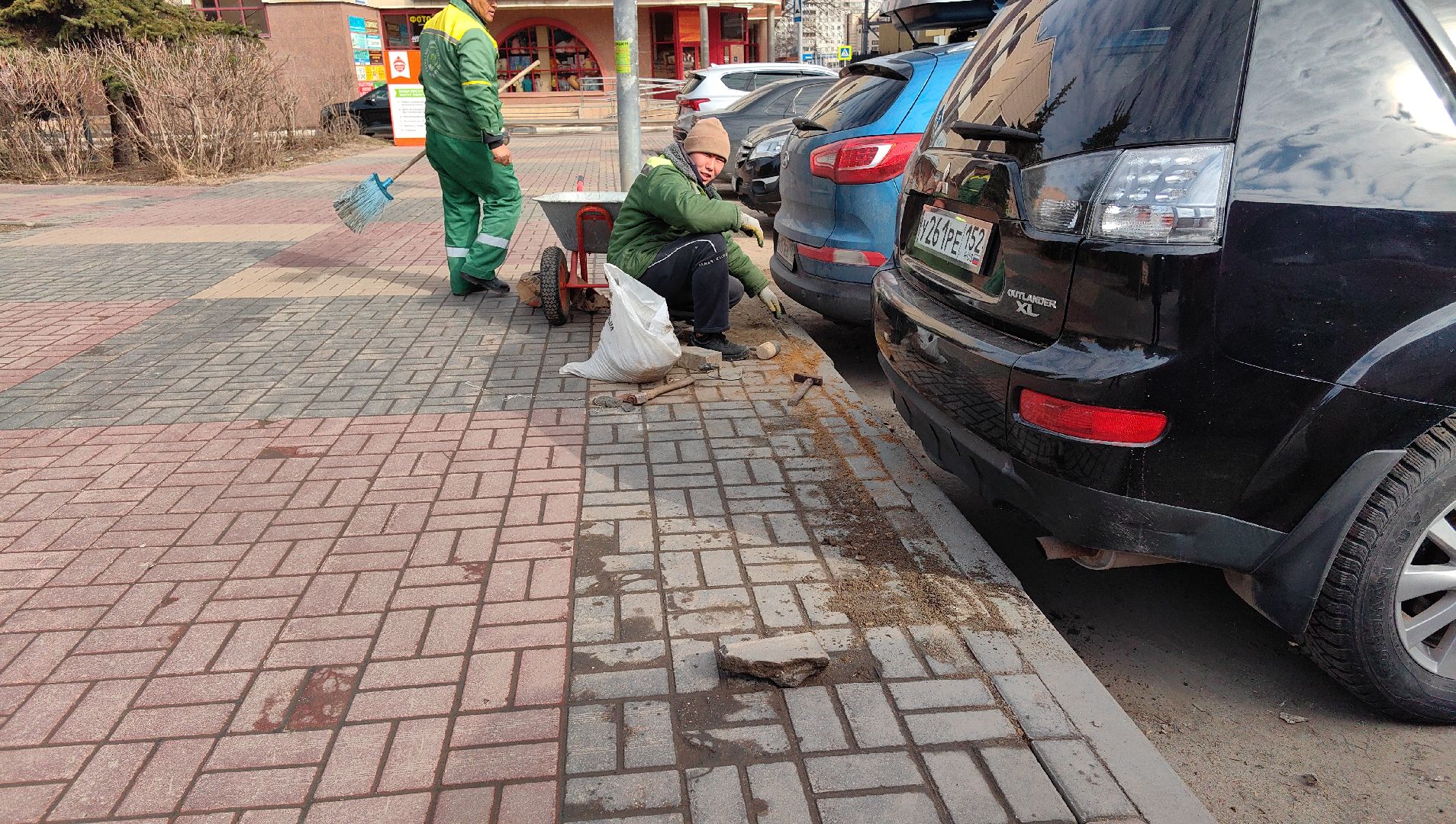 брусчатка, пешеходная зона, блок, тротуар, газон,