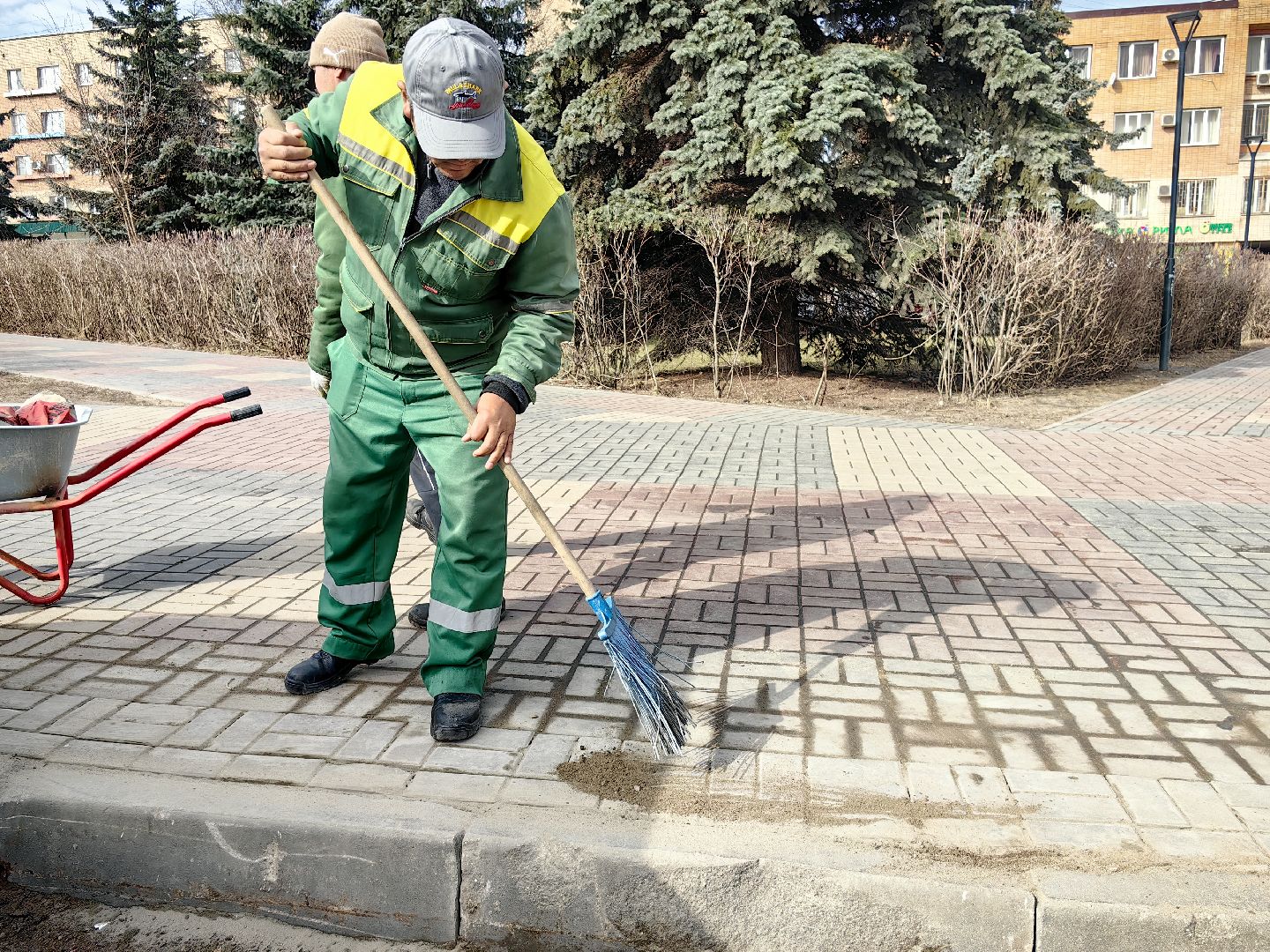 брусчатка, пешеходная зона, блок, тротуар, газон,