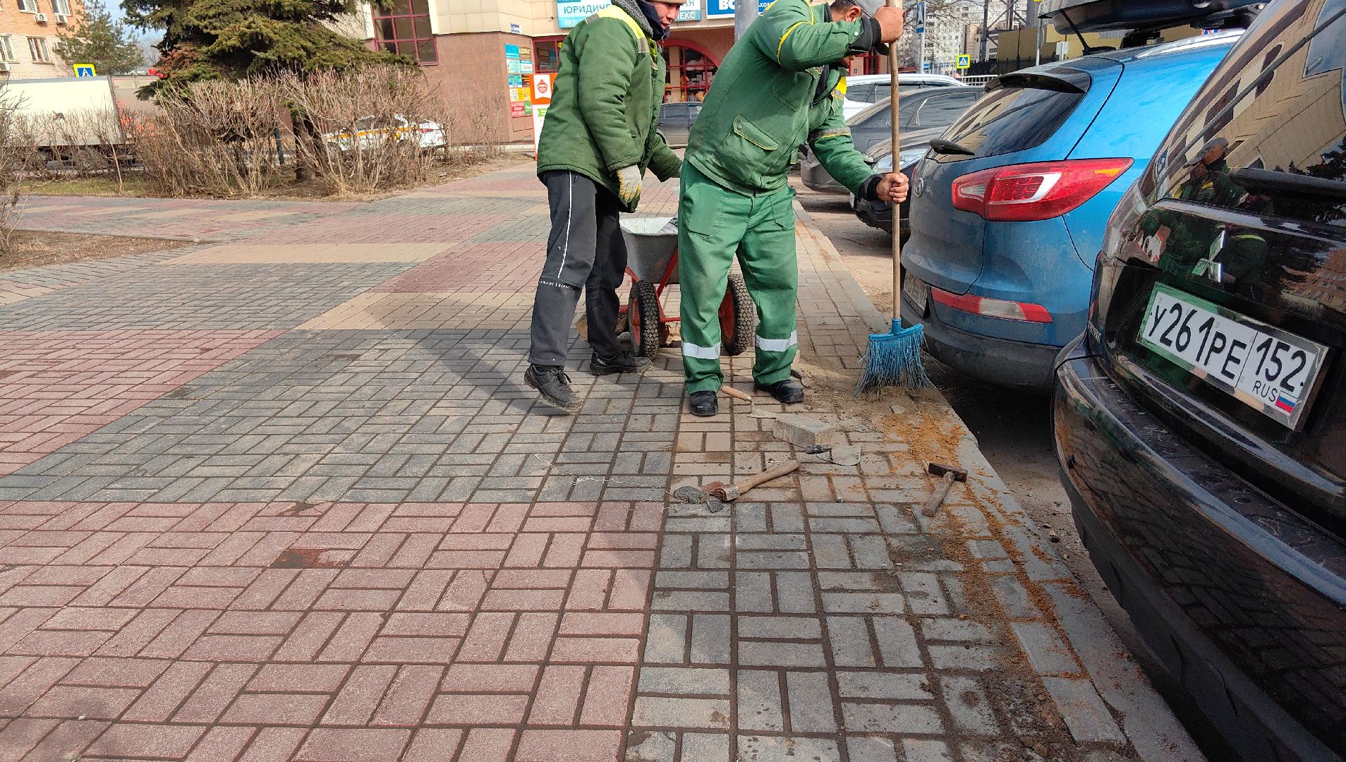 брусчатка, пешеходная зона, блок, тротуар, газон,