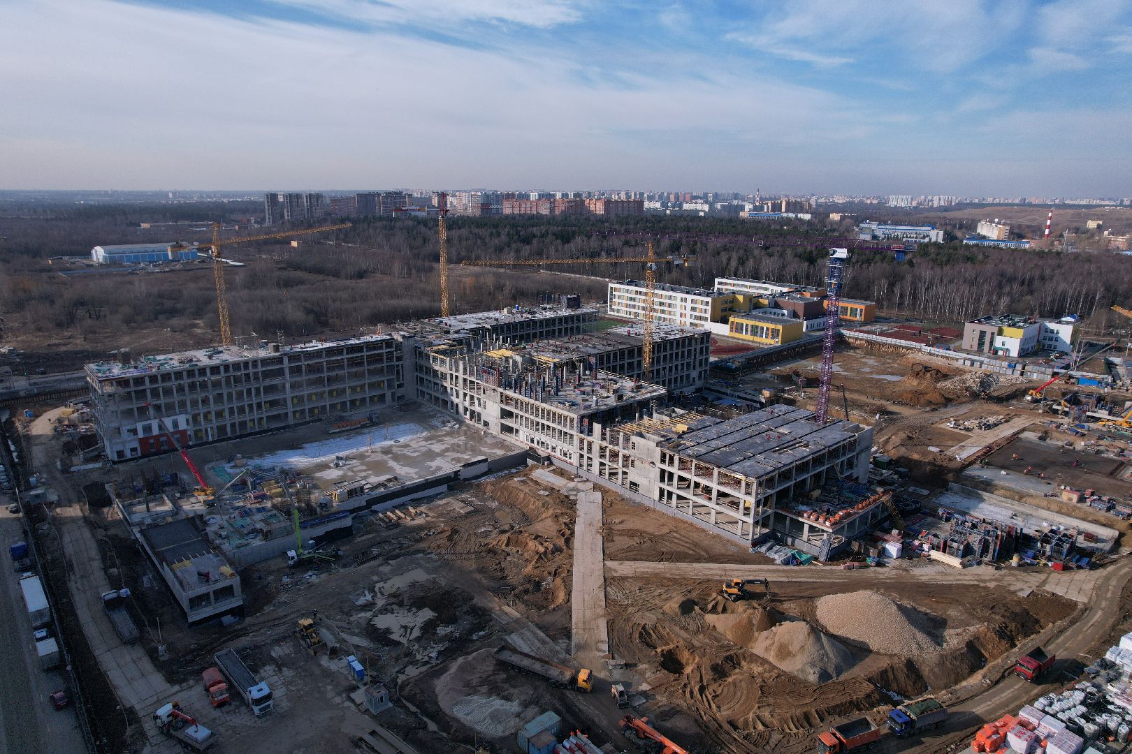 видео с коптера, госпиталь в балашихе, строительство госпиталя в ольгино,